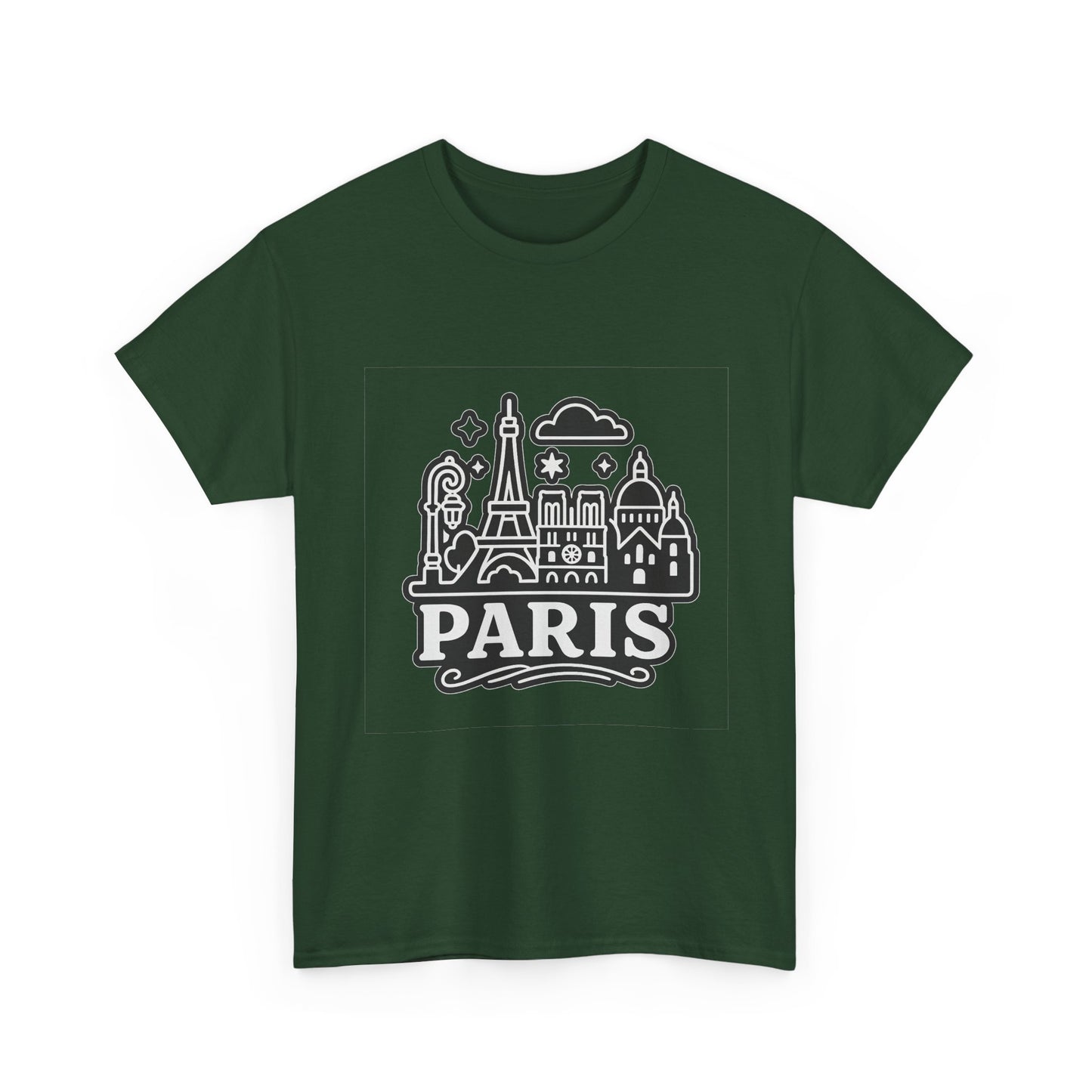 Paris-Themed Unisex Heavy Cotton Tee | Travel Gift, Casual Wear, Souvenir Shirt, Vacation Apparel, Paris Lover's Tee