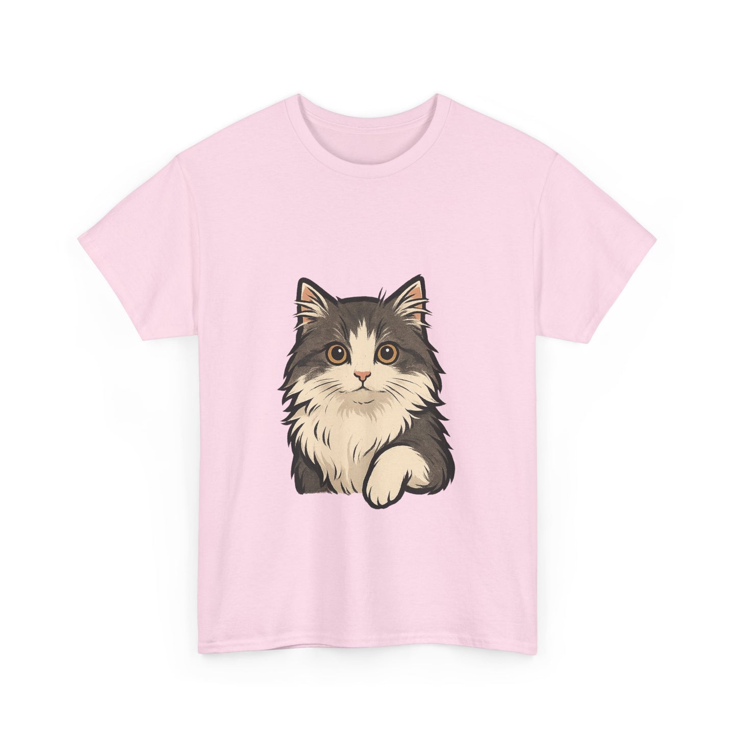 Cute Cat Unisex Heavy Cotton Tee, Animal Lover Gift, Pet Owner Shirt, Cat Lover Apparel, Animal Themed Tee, Casual Everyday Wear
