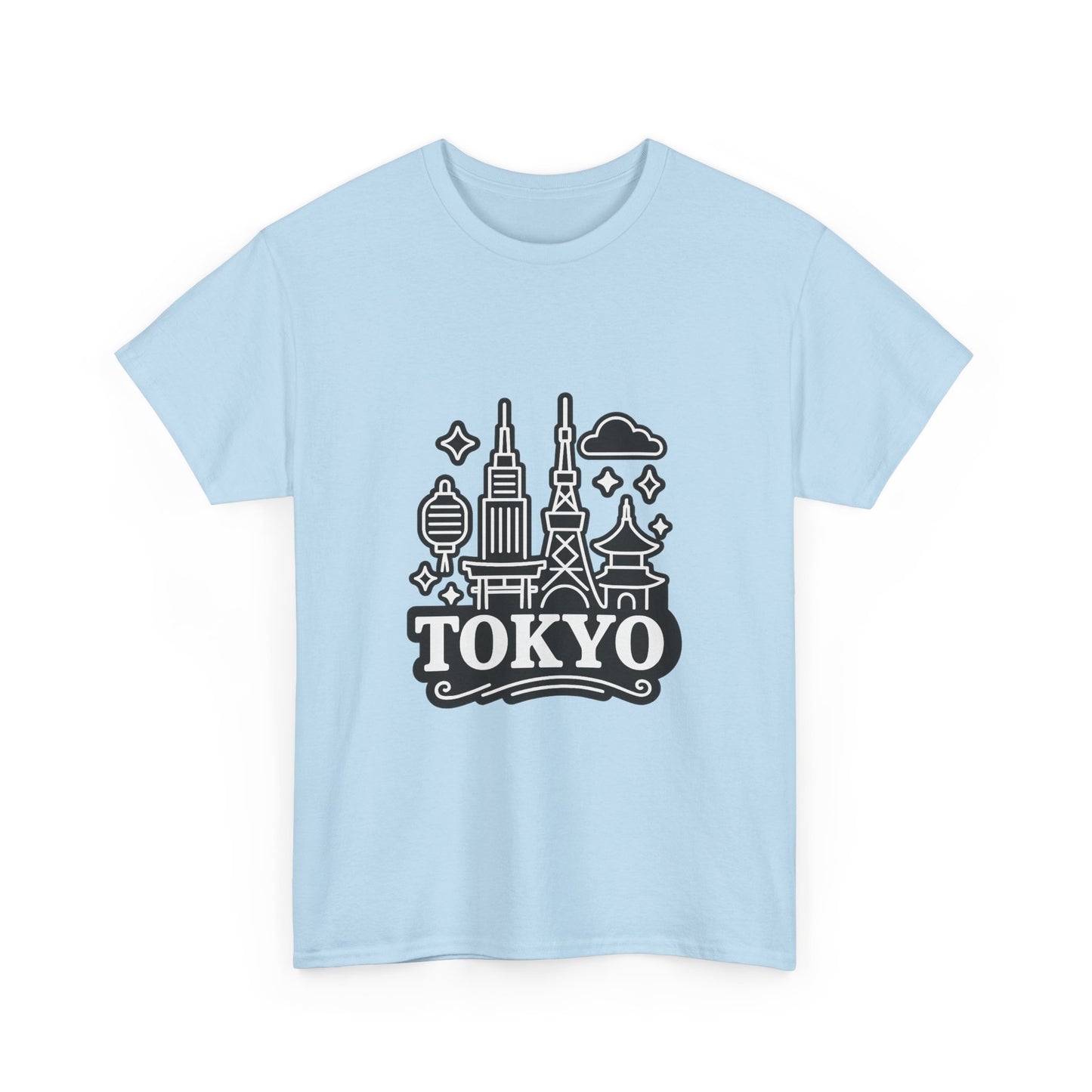 Tokyo Cityscape Unisex Heavy Cotton Tee, Graphic Tee, Travel T-Shirt, Urban Outfit, Gift for Travelers, Tokyo Lover Apparel