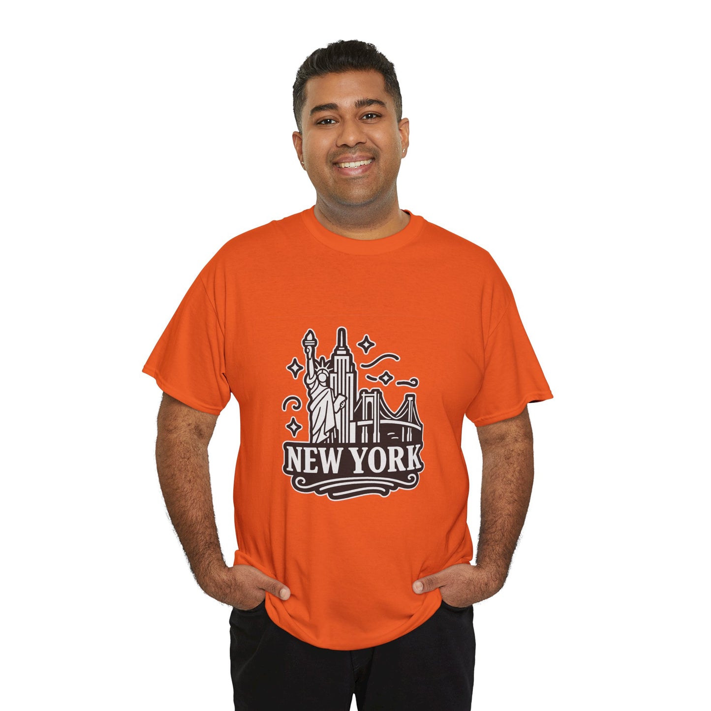 New York Skyline Unisex Heavy Cotton Tee, NYC T-Shirt, Travel Souvenir Shirt, Gift for New Yorkers, Cityscape Apparel