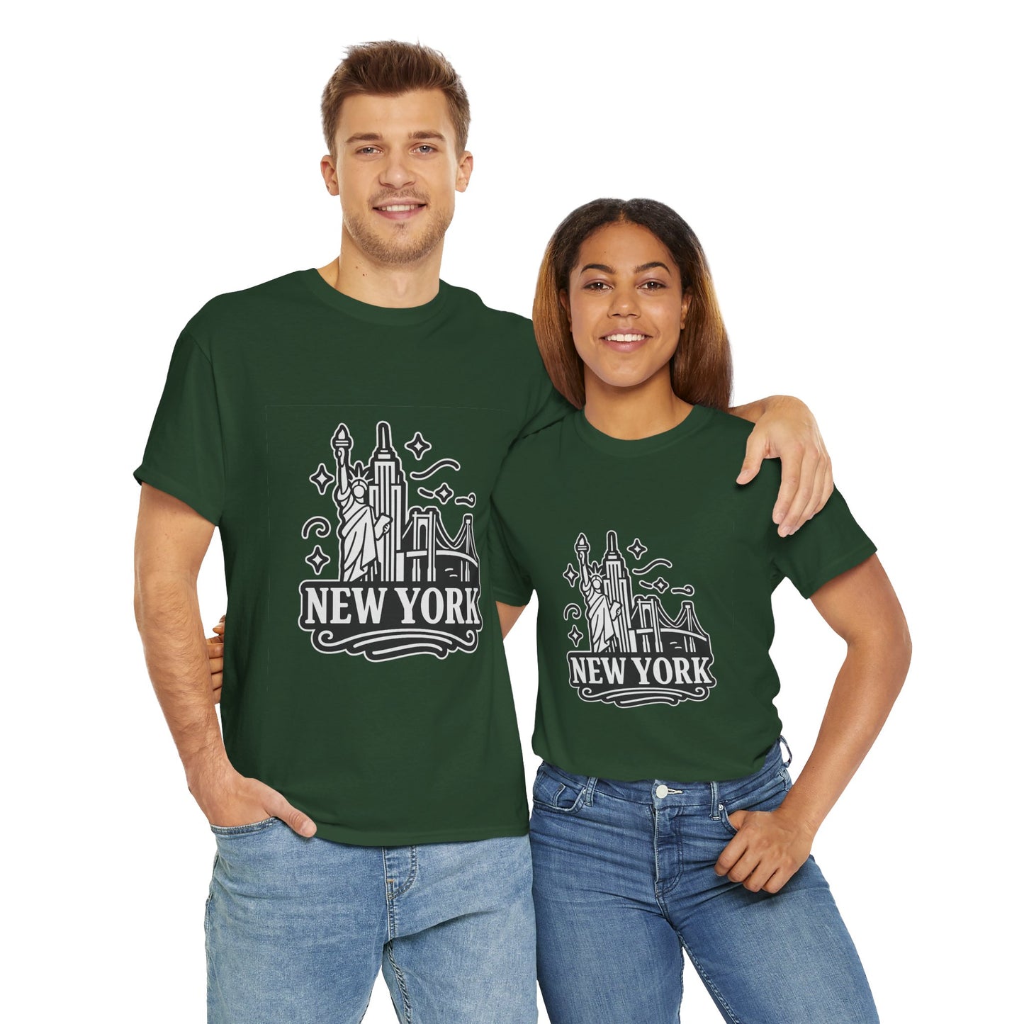 New York Skyline Unisex Heavy Cotton Tee, NYC T-Shirt, Travel Souvenir Shirt, Gift for New Yorkers, Cityscape Apparel