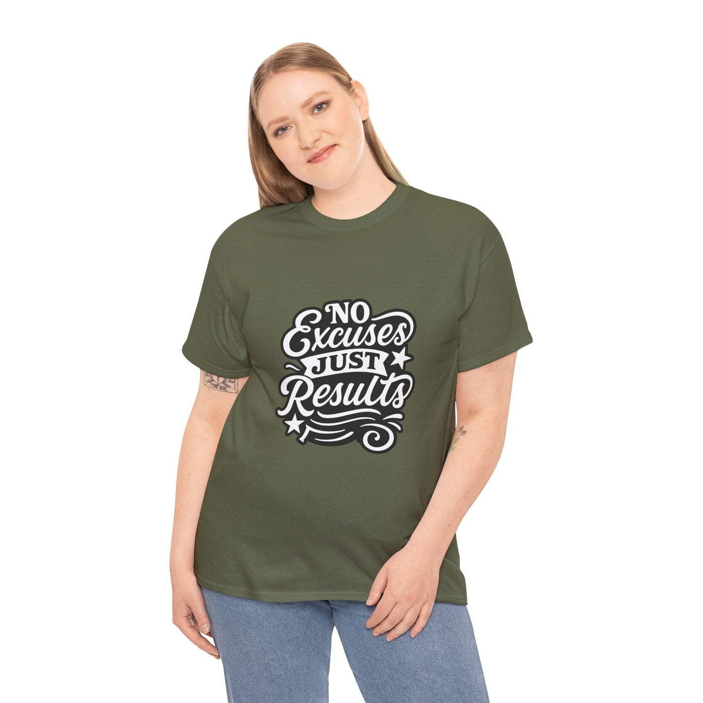 Motivational Unisex Heavy Cotton Tee - No Excuses Just Results, Fitness Apparel, Workout Shirt, Inspirational Clothing, Casual Wear, [...]