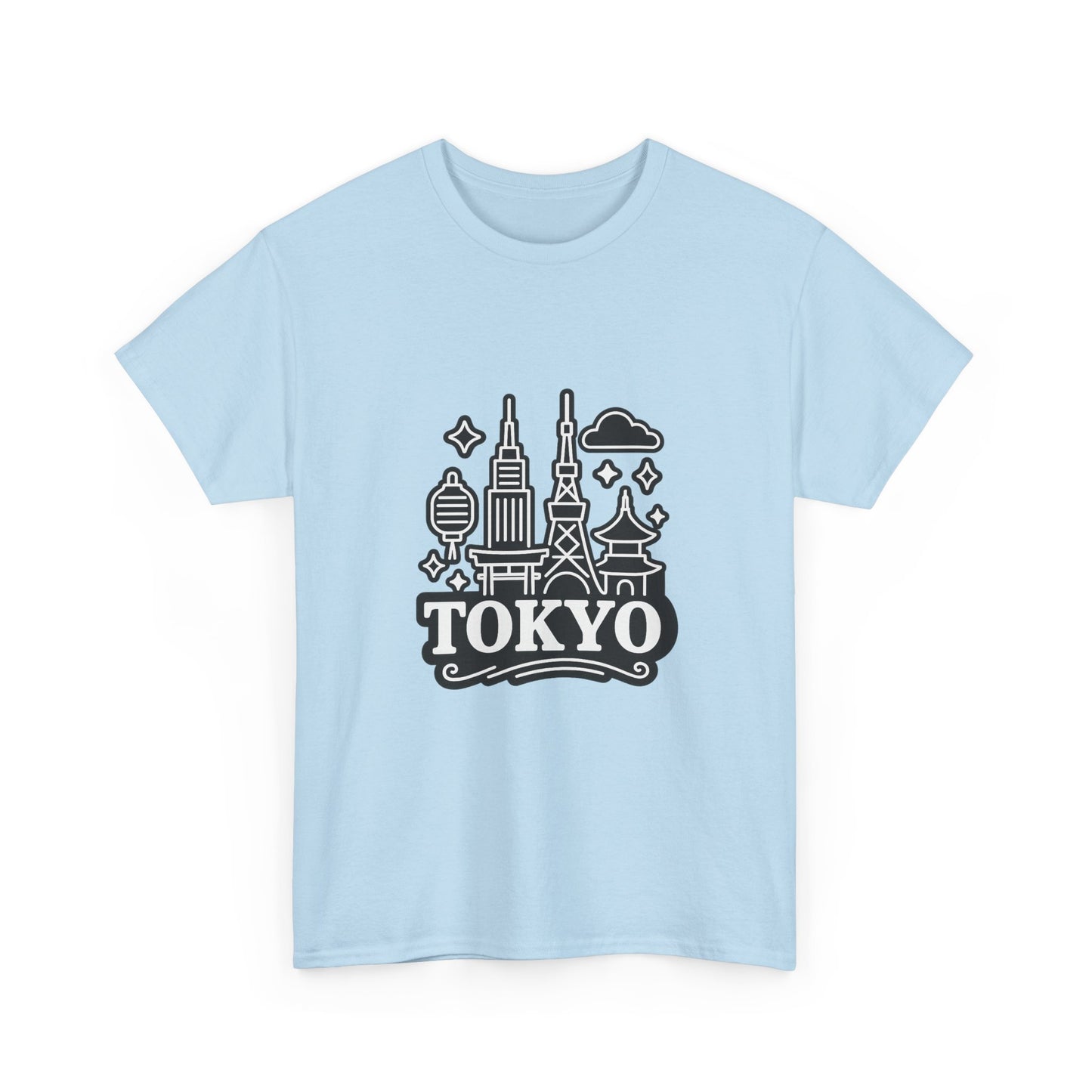 Tokyo Cityscape Unisex Heavy Cotton Tee, Graphic Tee, Travel T-Shirt, Urban Outfit, Gift for Travelers, Tokyo Lover Apparel