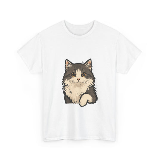 Cute Cat Unisex Heavy Cotton Tee, Animal Lover Gift, Pet Owner Shirt, Cat Lover Apparel, Animal Themed Tee, Casual Everyday Wear