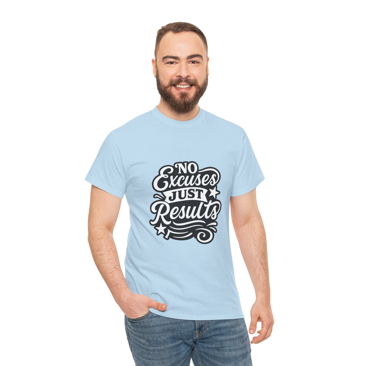 Motivational Unisex Heavy Cotton Tee - No Excuses Just Results, Fitness Apparel, Workout Shirt, Inspirational Clothing, Casual Wear, [...]