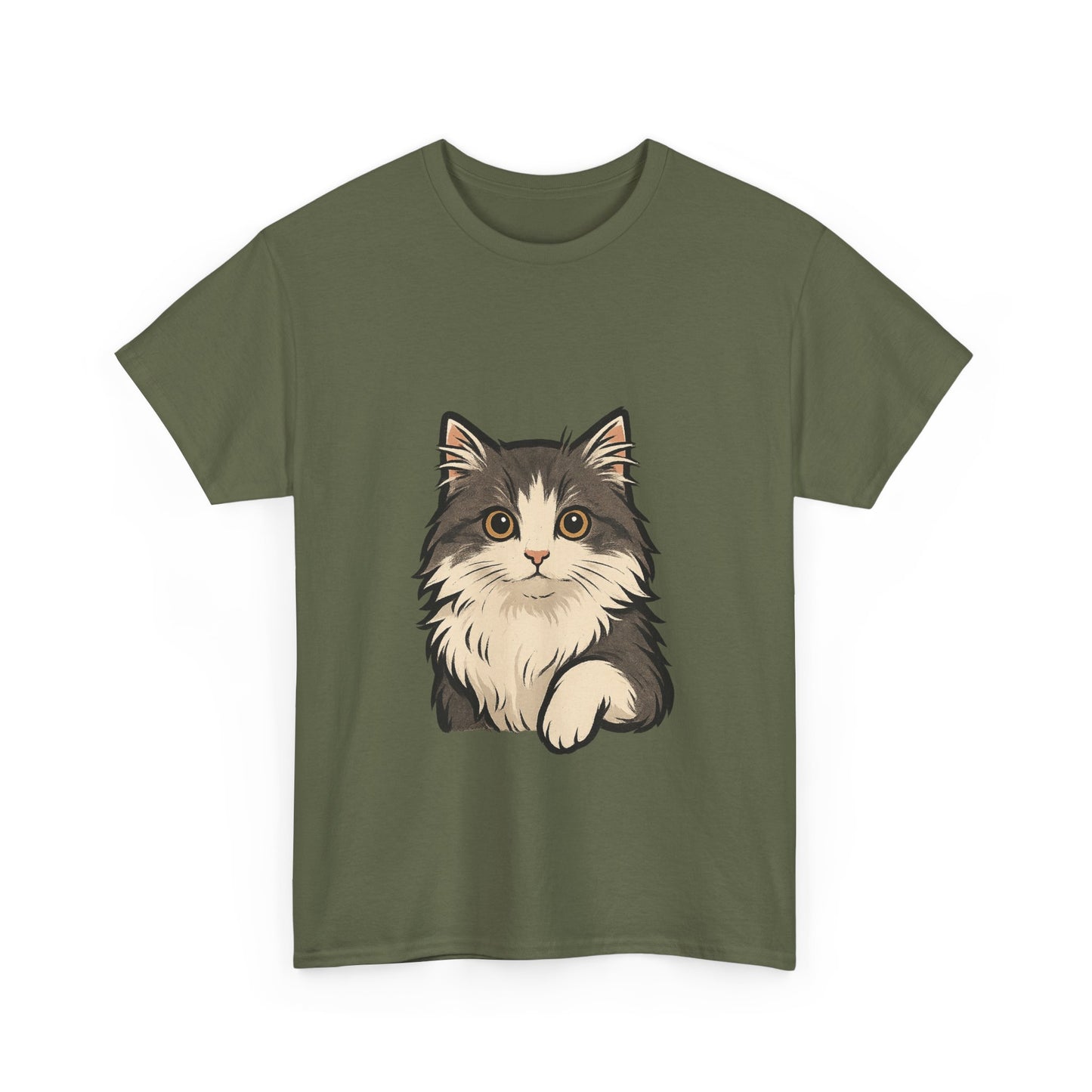 Cute Cat Unisex Heavy Cotton Tee, Animal Lover Gift, Pet Owner Shirt, Cat Lover Apparel, Animal Themed Tee, Casual Everyday Wear