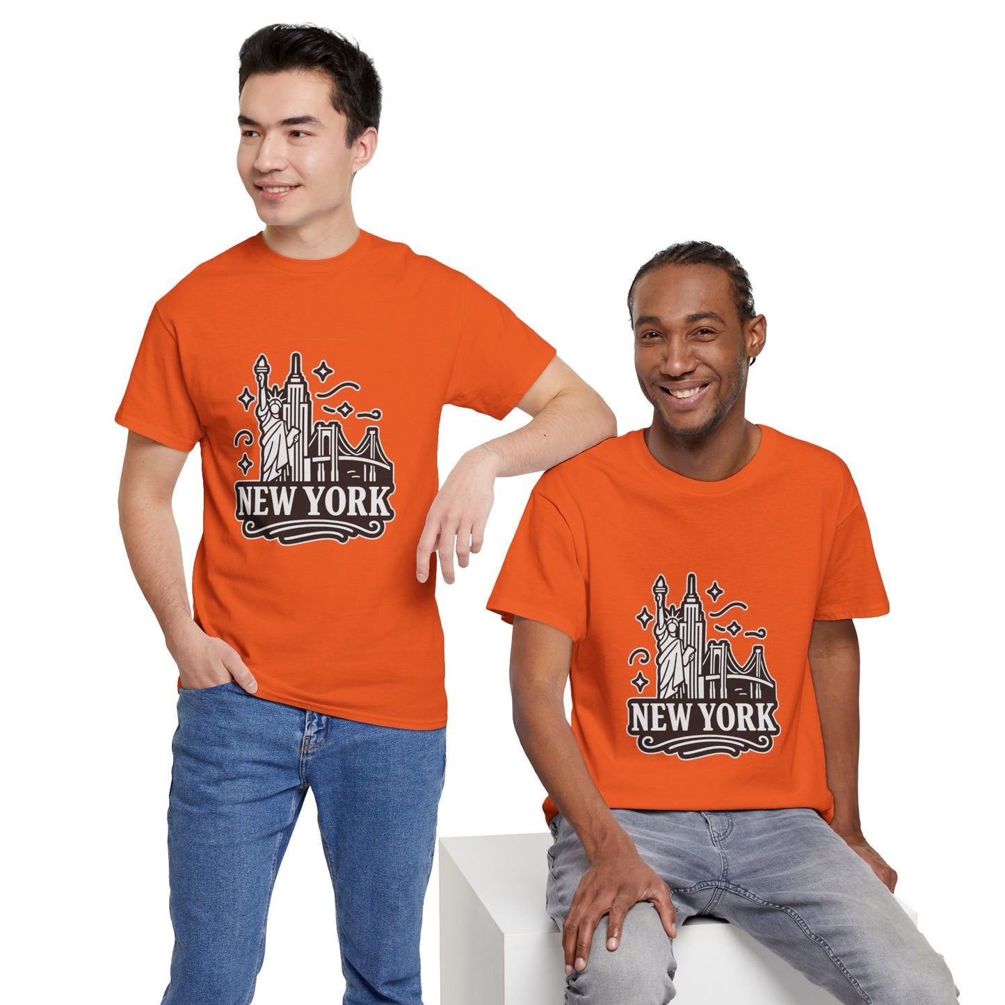 New York Skyline Unisex Heavy Cotton Tee, NYC T-Shirt, Travel Souvenir Shirt, Gift for New Yorkers, Cityscape Apparel
