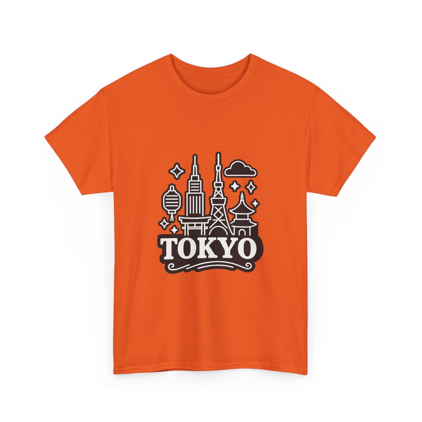 Tokyo Cityscape Unisex Heavy Cotton Tee, Graphic Tee, Travel T-Shirt, Urban Outfit, Gift for Travelers, Tokyo Lover Apparel