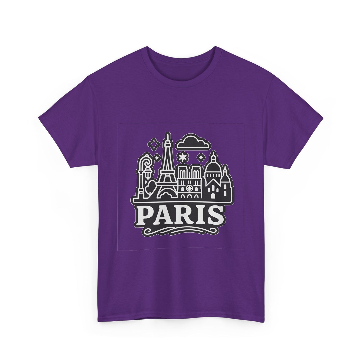 Paris-Themed Unisex Heavy Cotton Tee | Travel Gift, Casual Wear, Souvenir Shirt, Vacation Apparel, Paris Lover's Tee