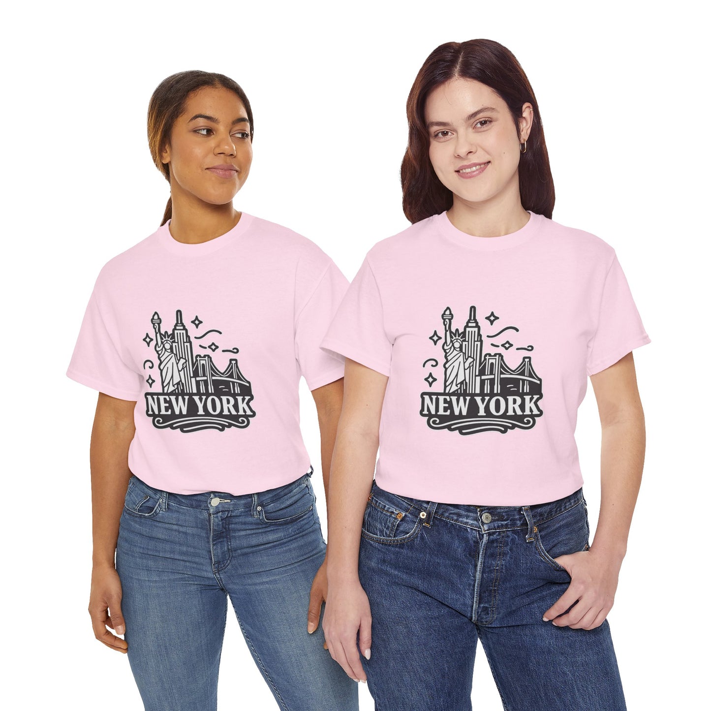 New York Skyline Unisex Heavy Cotton Tee, NYC T-Shirt, Travel Souvenir Shirt, Gift for New Yorkers, Cityscape Apparel