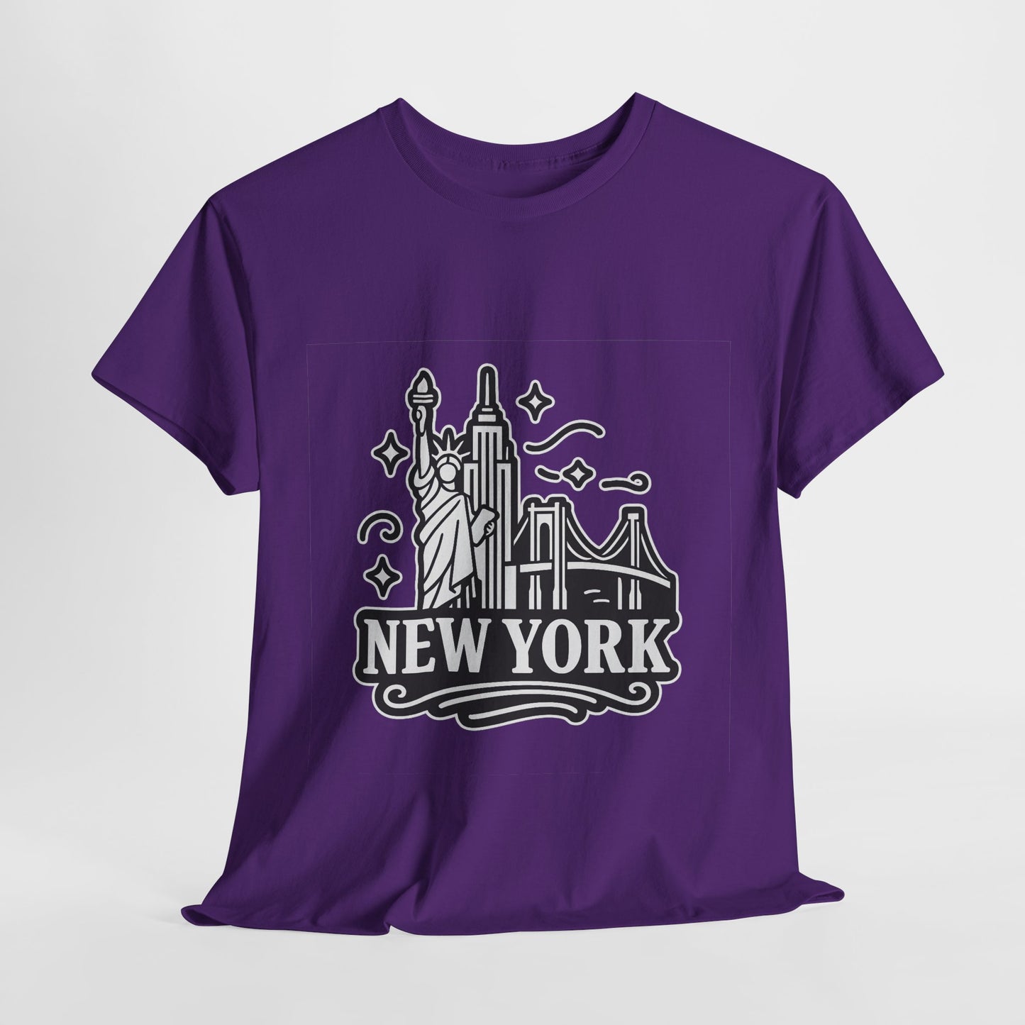 New York Skyline Unisex Heavy Cotton Tee, NYC T-Shirt, Travel Souvenir Shirt, Gift for New Yorkers, Cityscape Apparel