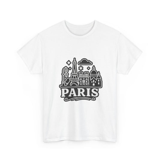 Paris-Themed Unisex Heavy Cotton Tee | Travel Gift, Casual Wear, Souvenir Shirt, Vacation Apparel, Paris Lover's Tee