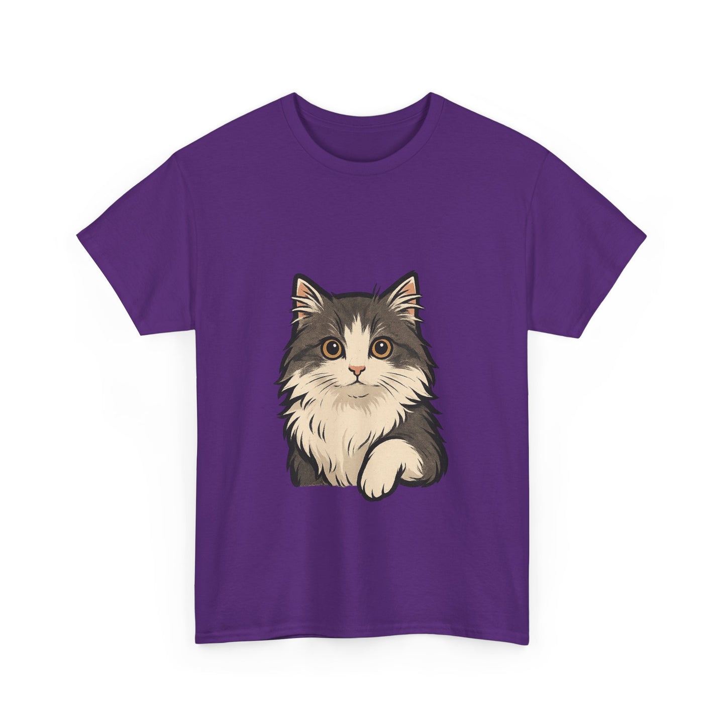 Cute Cat Unisex Heavy Cotton Tee, Animal Lover Gift, Pet Owner Shirt, Cat Lover Apparel, Animal Themed Tee, Casual Everyday Wear
