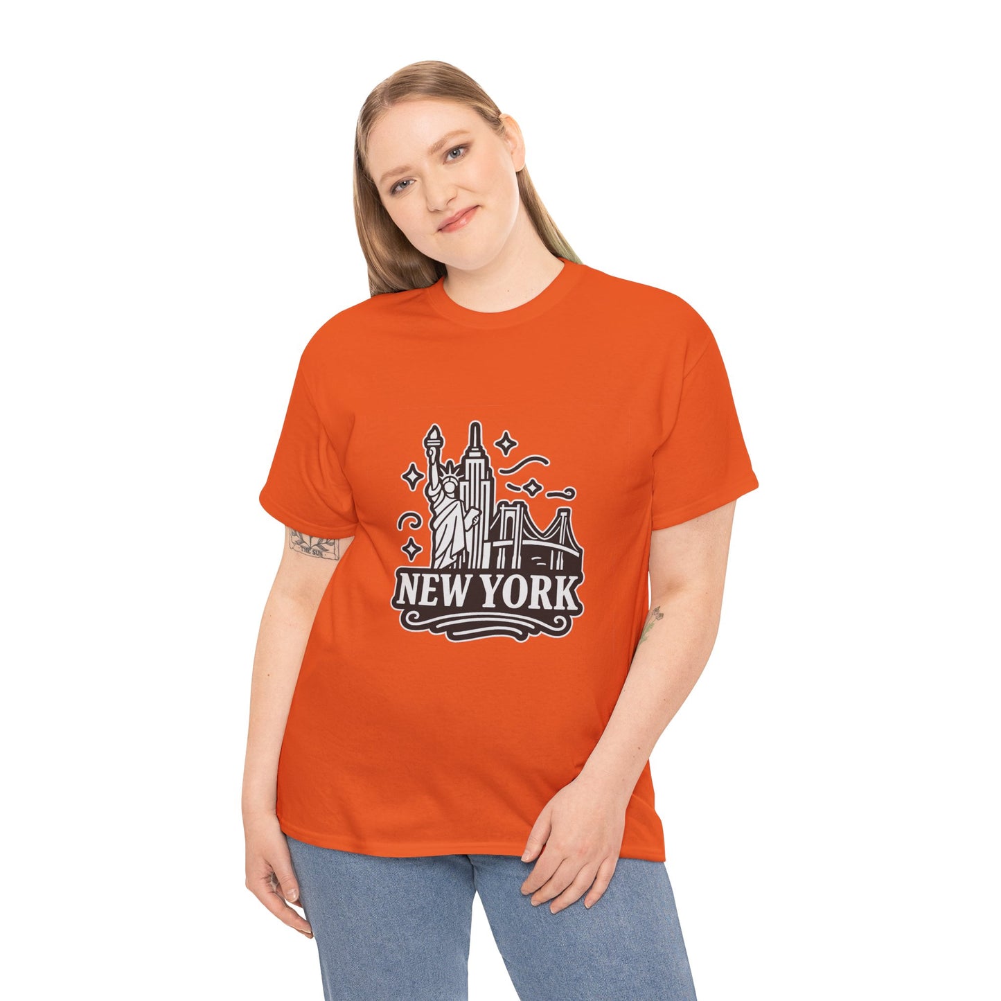 New York Skyline Unisex Heavy Cotton Tee, NYC T-Shirt, Travel Souvenir Shirt, Gift for New Yorkers, Cityscape Apparel