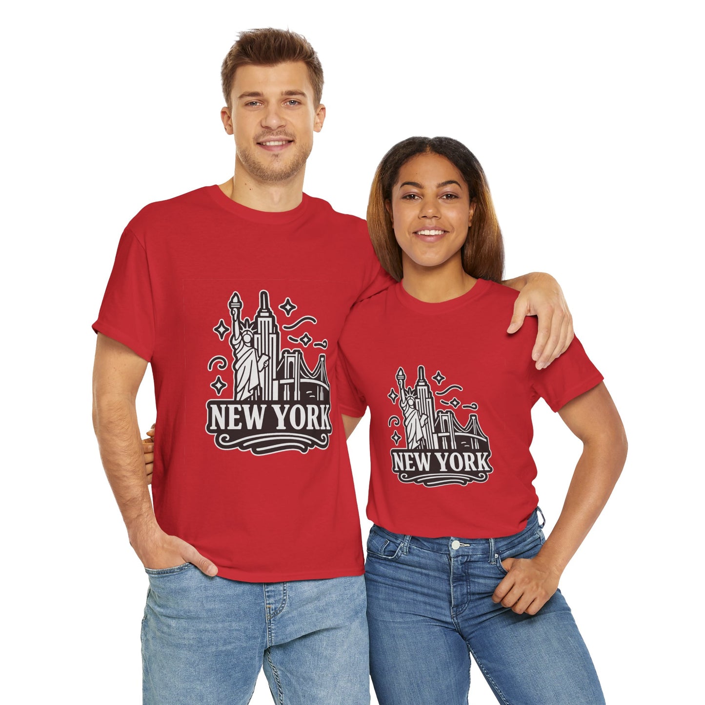 New York Skyline Unisex Heavy Cotton Tee, NYC T-Shirt, Travel Souvenir Shirt, Gift for New Yorkers, Cityscape Apparel