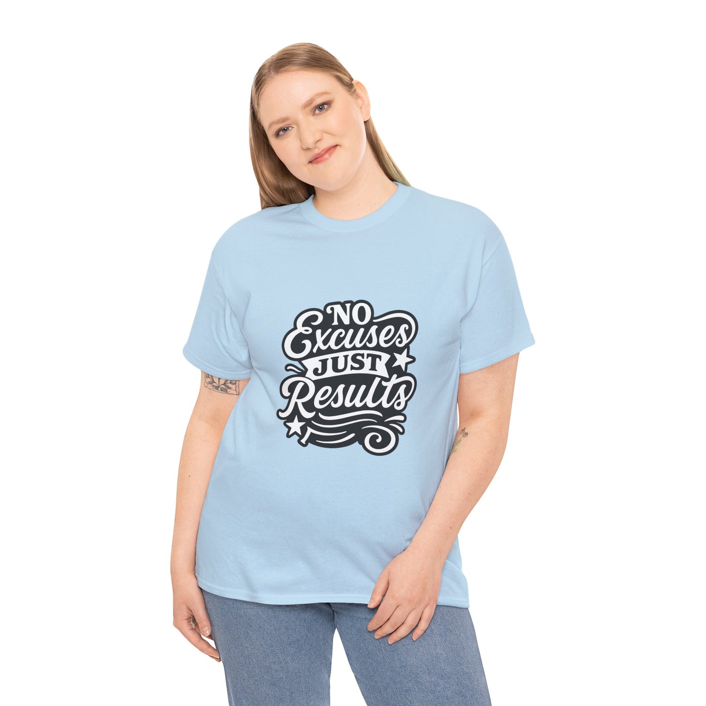 Motivational Unisex Heavy Cotton Tee - No Excuses Just Results, Fitness Apparel, Workout Shirt, Inspirational Clothing, Casual Wear, [...]
