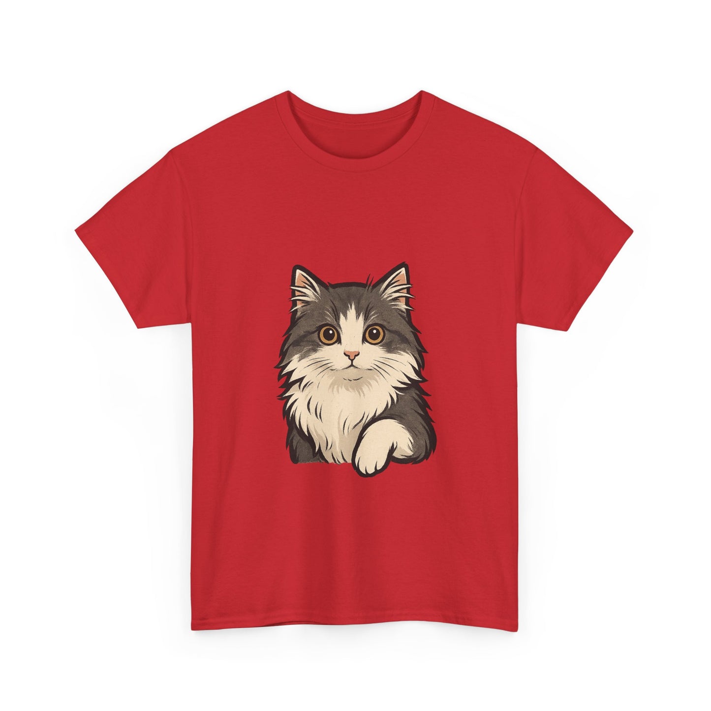 Cute Cat Unisex Heavy Cotton Tee, Animal Lover Gift, Pet Owner Shirt, Cat Lover Apparel, Animal Themed Tee, Casual Everyday Wear