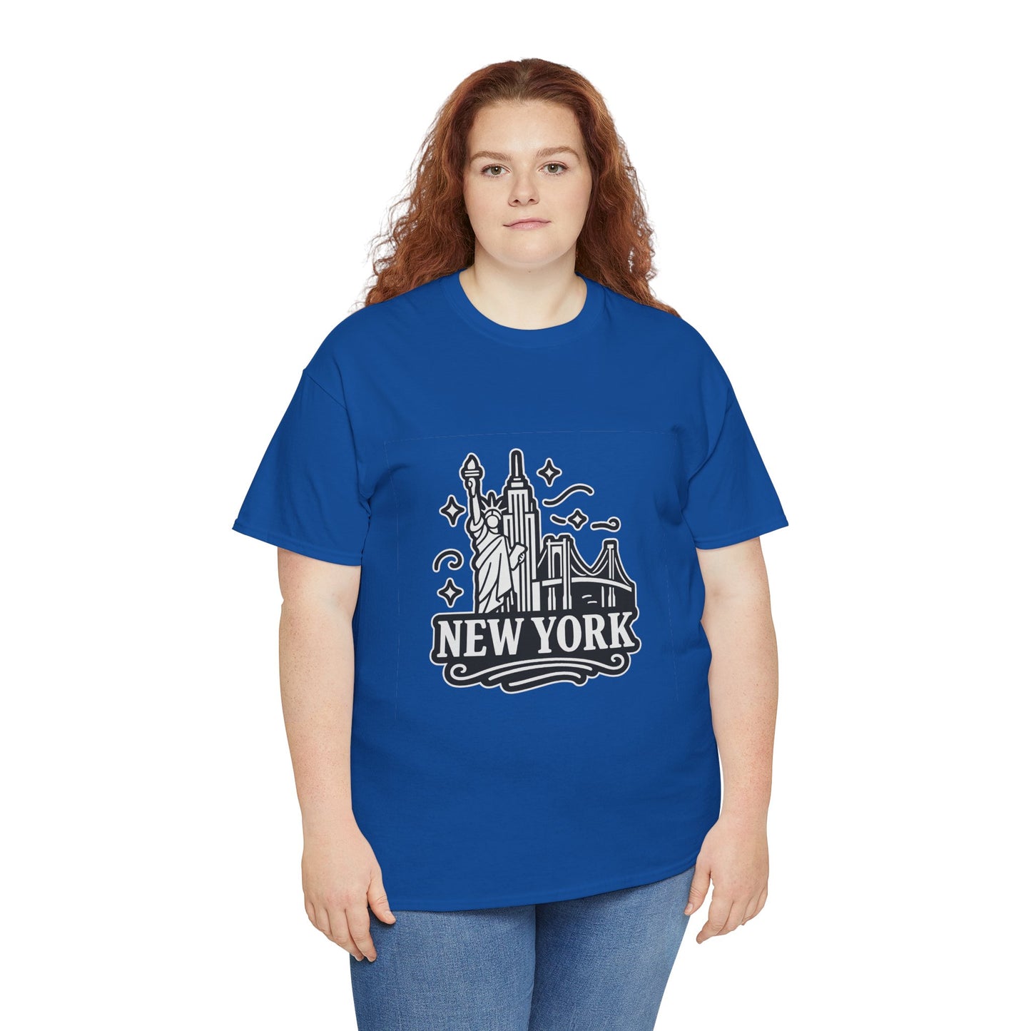 New York Skyline Unisex Heavy Cotton Tee, NYC T-Shirt, Travel Souvenir Shirt, Gift for New Yorkers, Cityscape Apparel