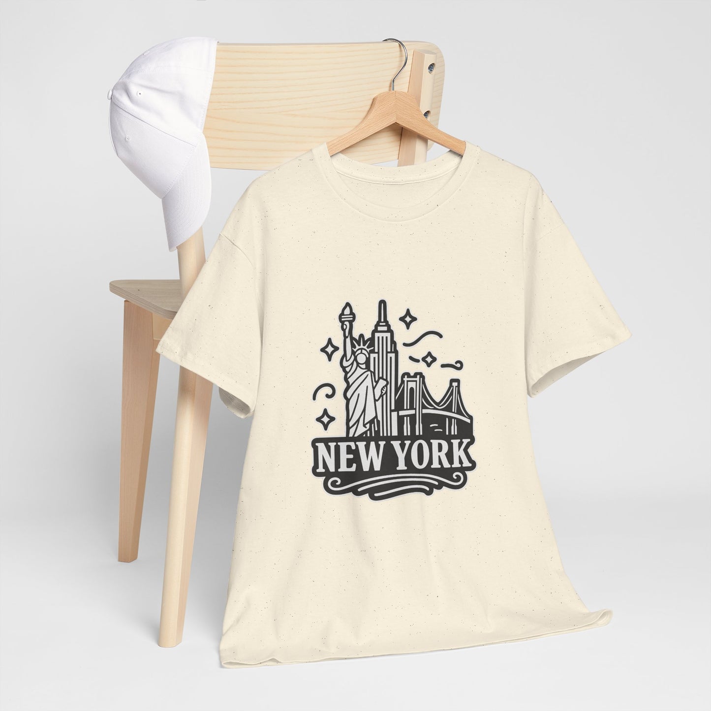 New York Skyline Unisex Heavy Cotton Tee, NYC T-Shirt, Travel Souvenir Shirt, Gift for New Yorkers, Cityscape Apparel