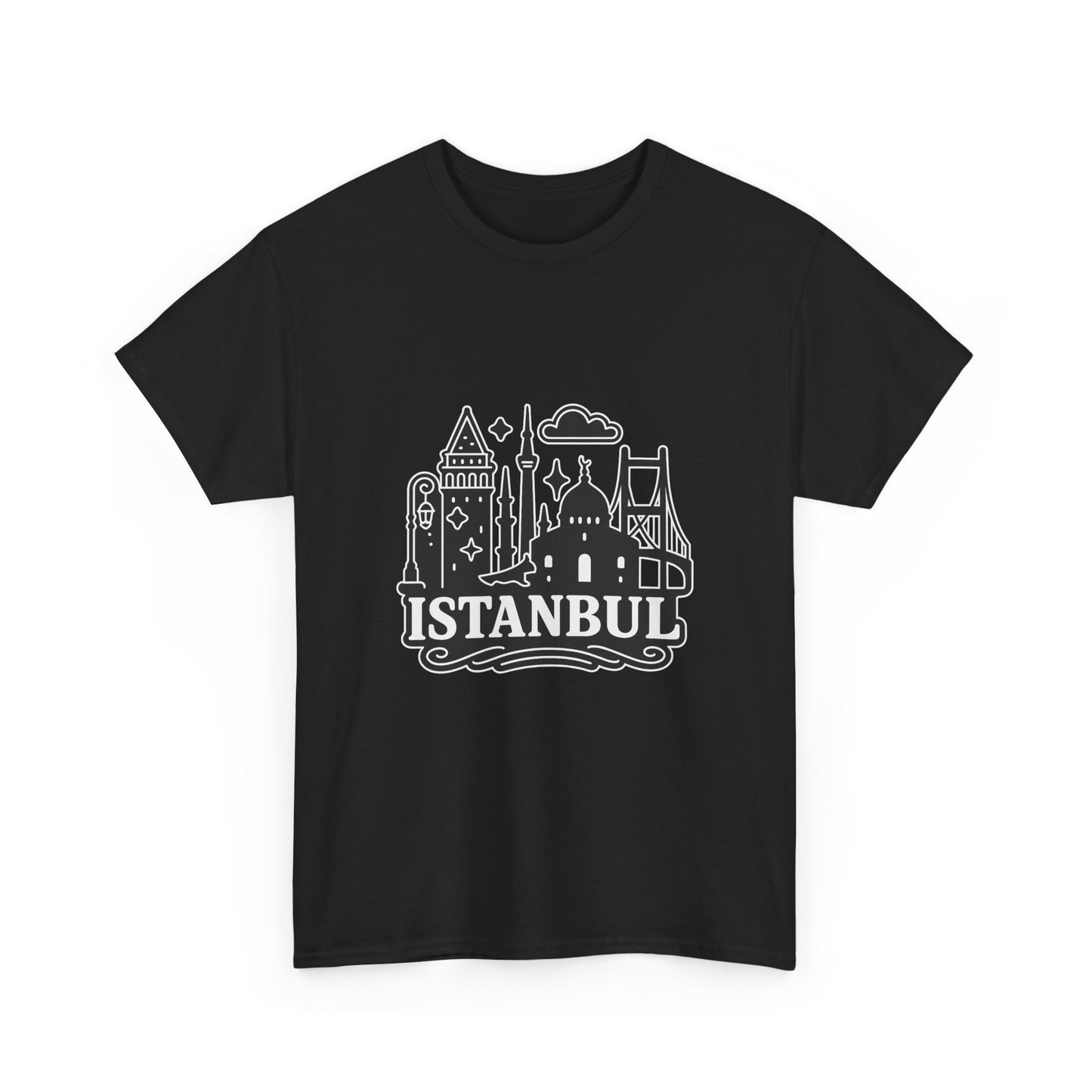Istanbul Cityscape Unisex Heavy Cotton Tee, Travel Shirt, Gift for Travelers, Casual Style, Urban Outfit, Adventure Apparel