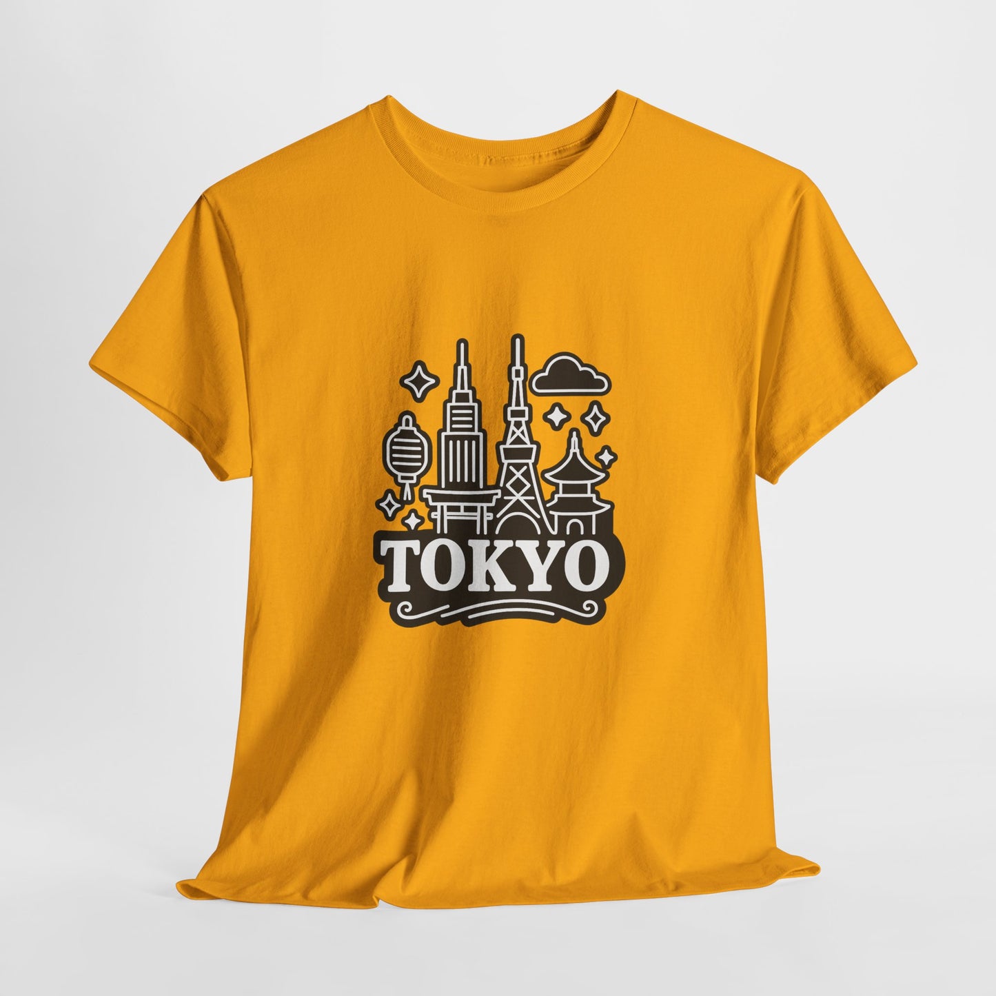 Tokyo Cityscape Unisex Heavy Cotton Tee, Graphic Tee, Travel T-Shirt, Urban Outfit, Gift for Travelers, Tokyo Lover Apparel