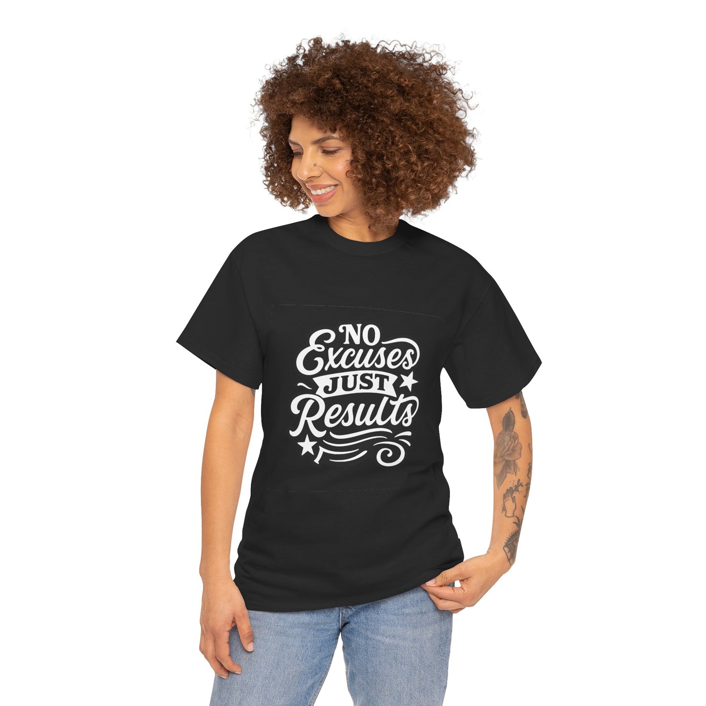 Motivational Unisex Heavy Cotton Tee - No Excuses Just Results, Fitness Apparel, Workout Shirt, Inspirational Clothing, Casual Wear, [...]