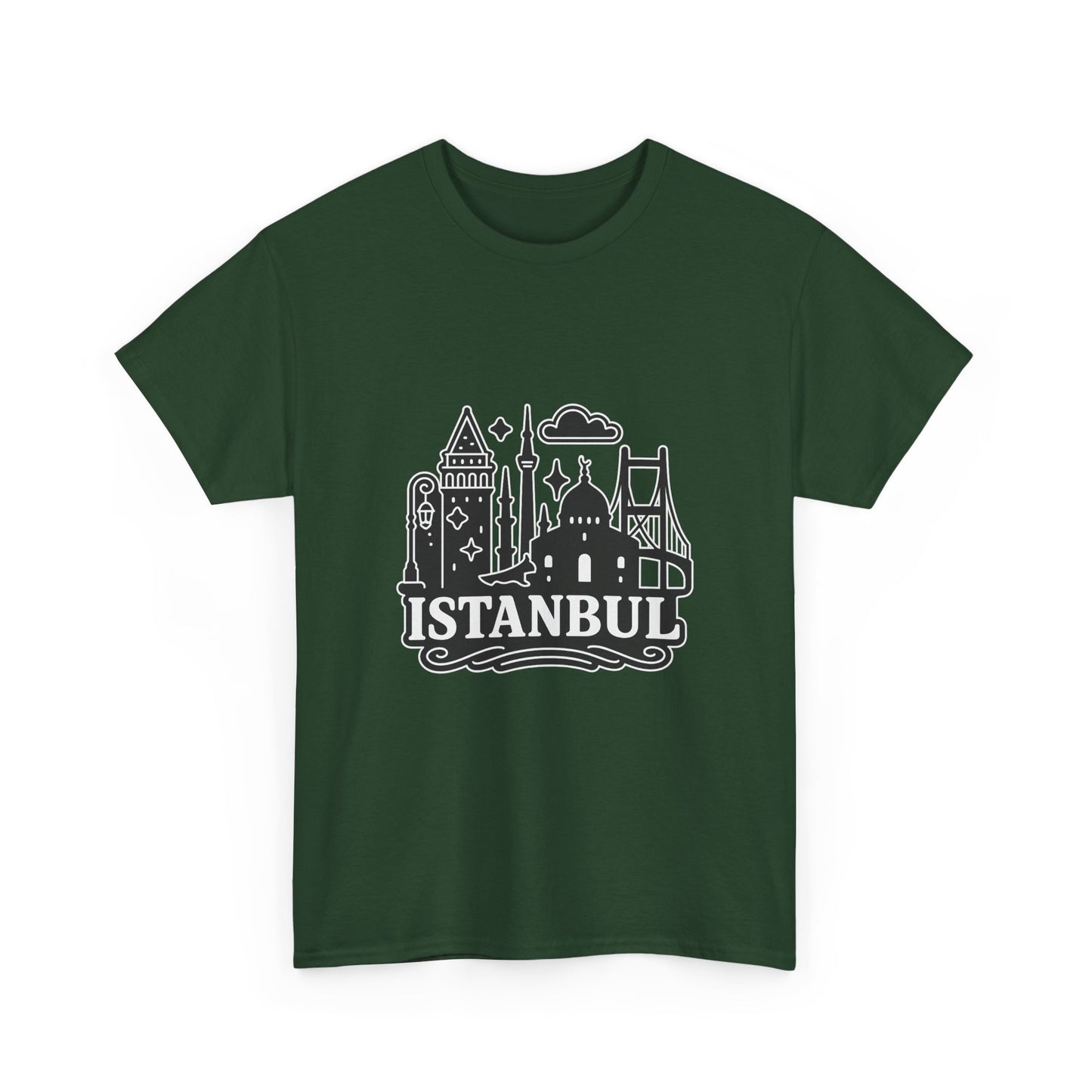 Istanbul Cityscape Unisex Heavy Cotton Tee, Travel Shirt, Gift for Travelers, Casual Style, Urban Outfit, Adventure Apparel