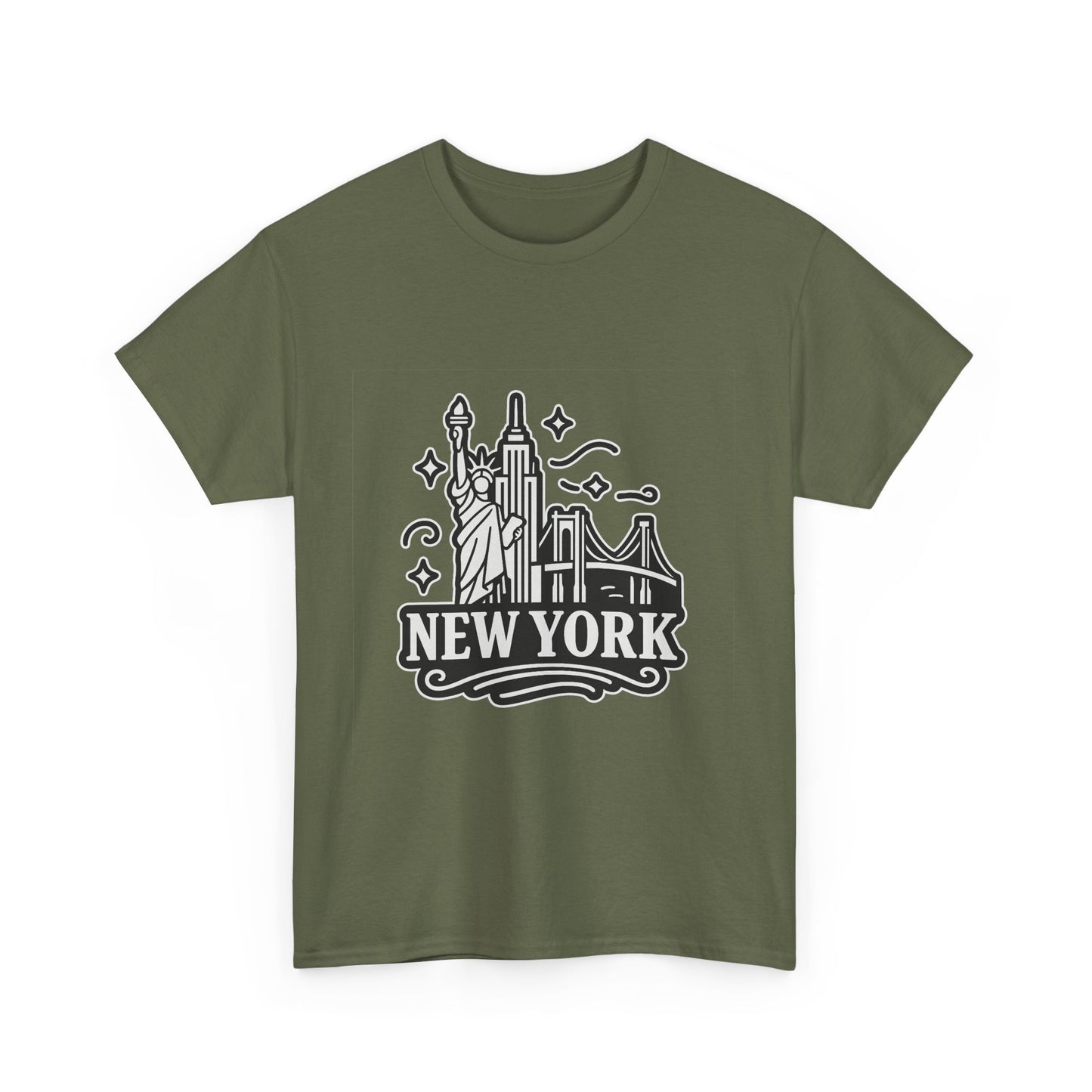 New York Skyline Unisex Heavy Cotton Tee, NYC T-Shirt, Travel Souvenir Shirt, Gift for New Yorkers, Cityscape Apparel