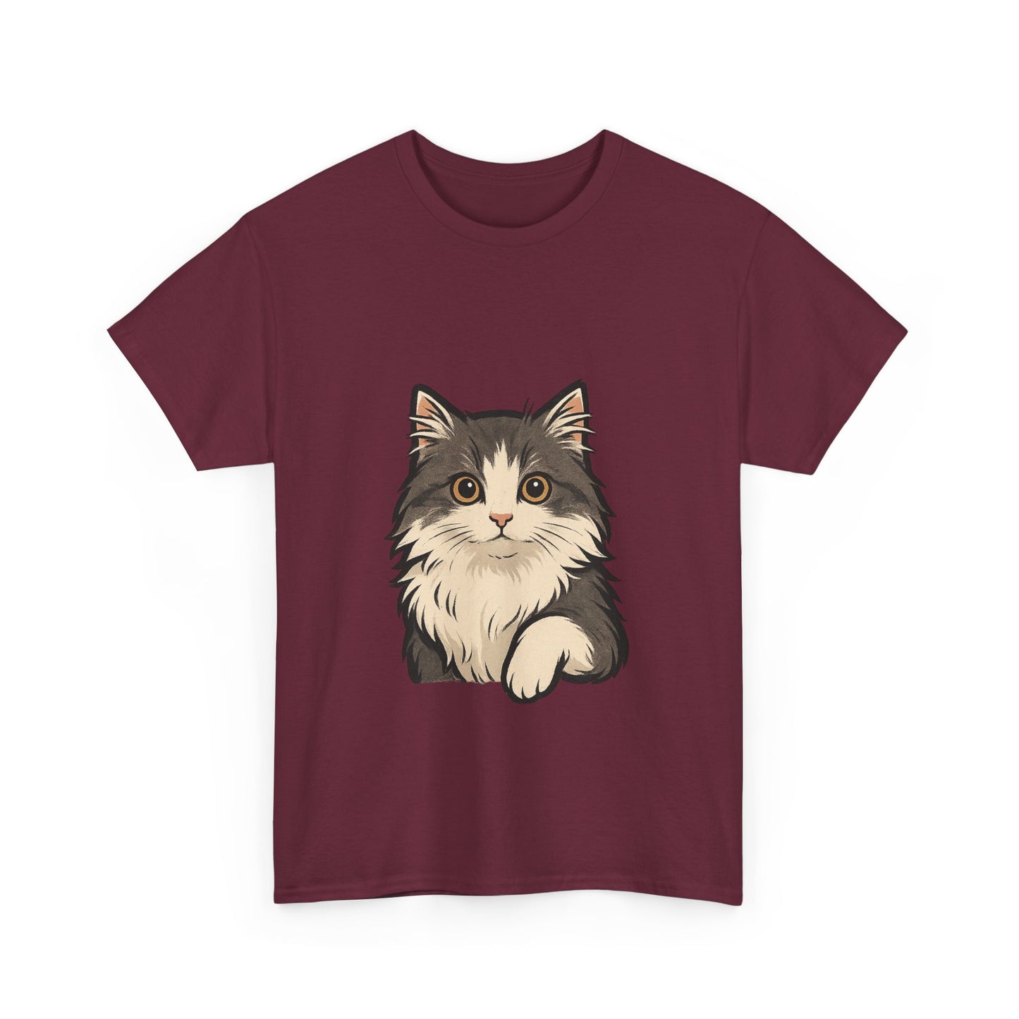 Cute Cat Unisex Heavy Cotton Tee, Animal Lover Gift, Pet Owner Shirt, Cat Lover Apparel, Animal Themed Tee, Casual Everyday Wear