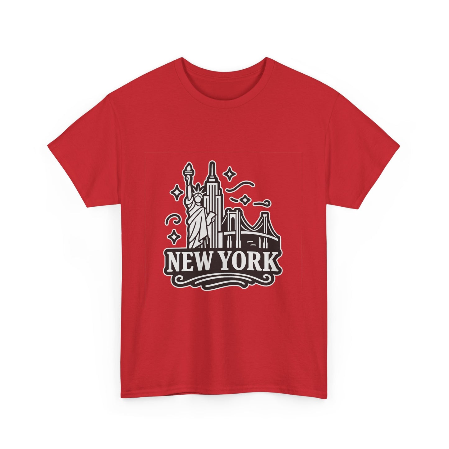 New York Skyline Unisex Heavy Cotton Tee, NYC T-Shirt, Travel Souvenir Shirt, Gift for New Yorkers, Cityscape Apparel
