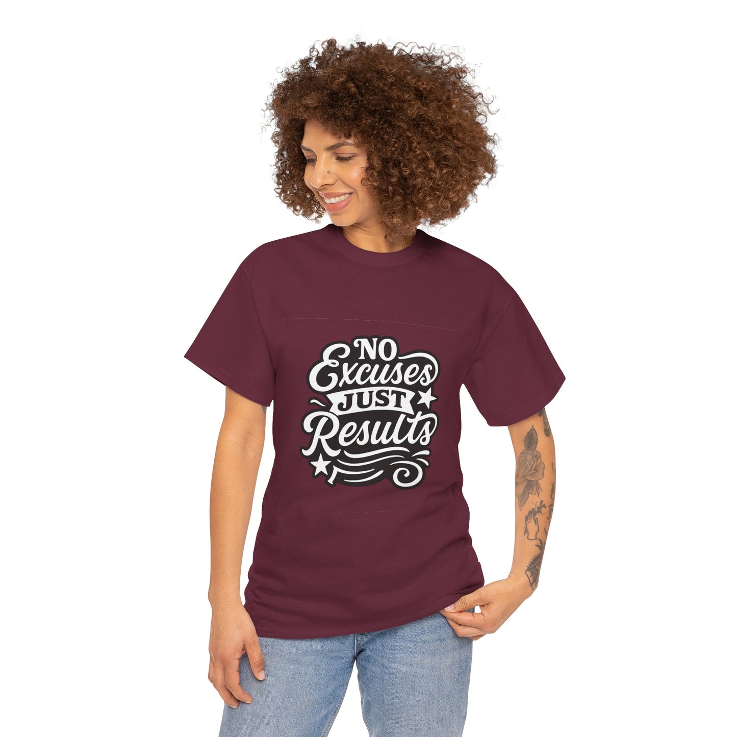 Motivational Unisex Heavy Cotton Tee - No Excuses Just Results, Fitness Apparel, Workout Shirt, Inspirational Clothing, Casual Wear, [...]