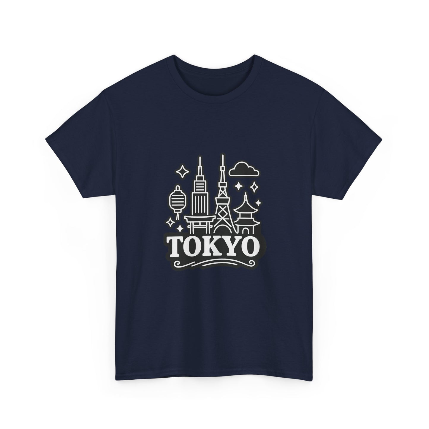Tokyo Cityscape Unisex Heavy Cotton Tee, Graphic Tee, Travel T-Shirt, Urban Outfit, Gift for Travelers, Tokyo Lover Apparel
