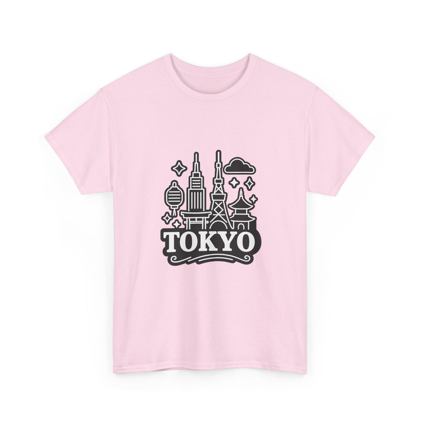 Tokyo Cityscape Unisex Heavy Cotton Tee, Graphic Tee, Travel T-Shirt, Urban Outfit, Gift for Travelers, Tokyo Lover Apparel