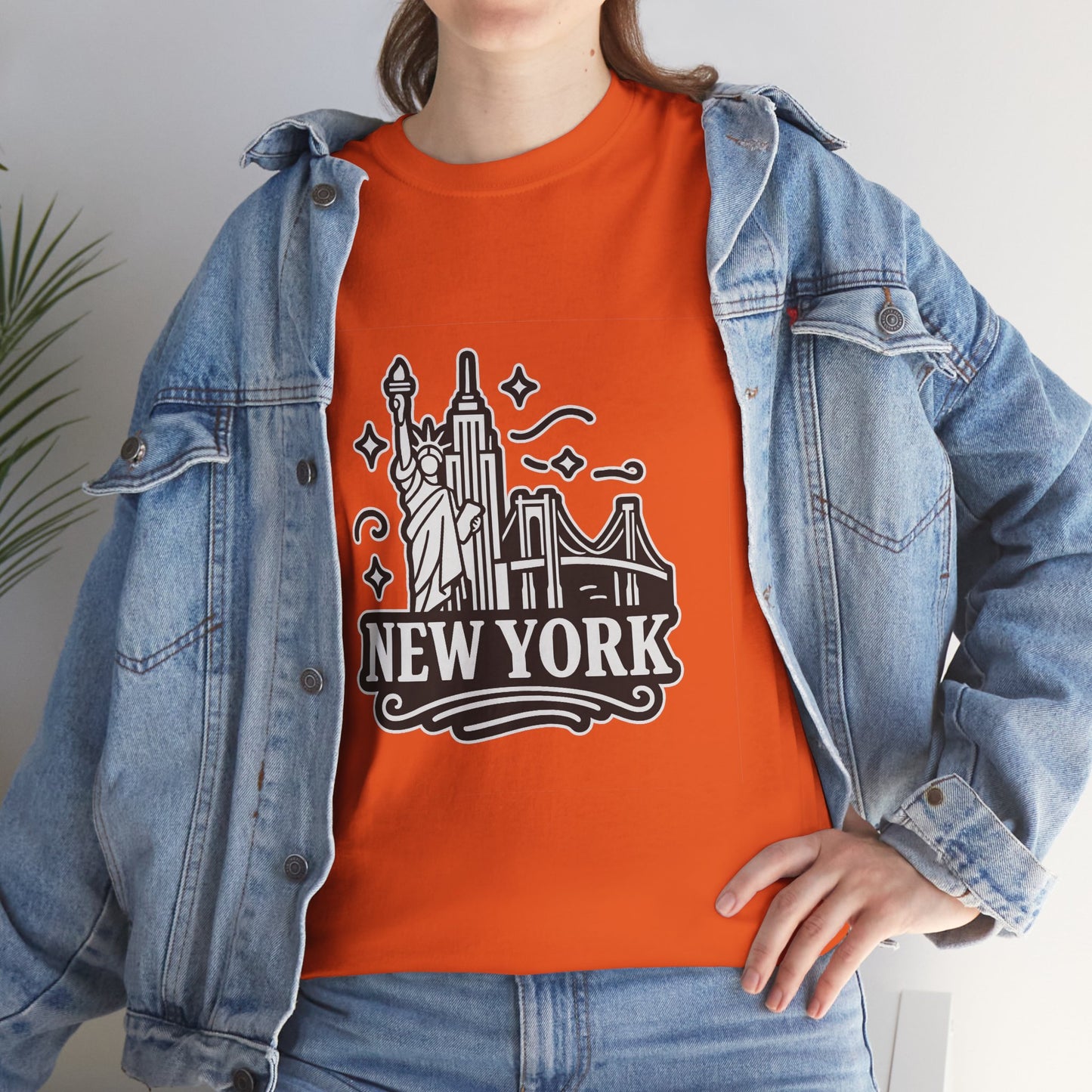 New York Skyline Unisex Heavy Cotton Tee, NYC T-Shirt, Travel Souvenir Shirt, Gift for New Yorkers, Cityscape Apparel
