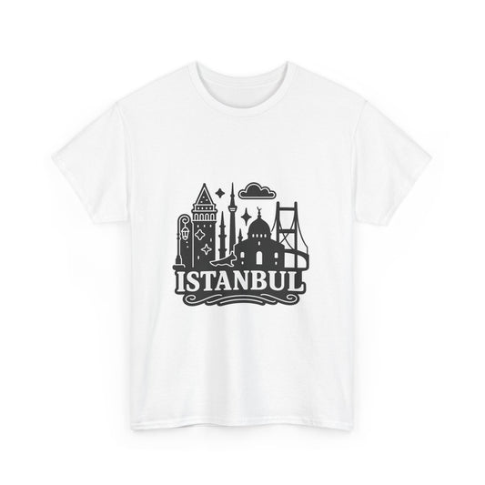Istanbul Cityscape Unisex Heavy Cotton Tee, Travel Shirt, Gift for Travelers, Casual Style, Urban Outfit, Adventure Apparel