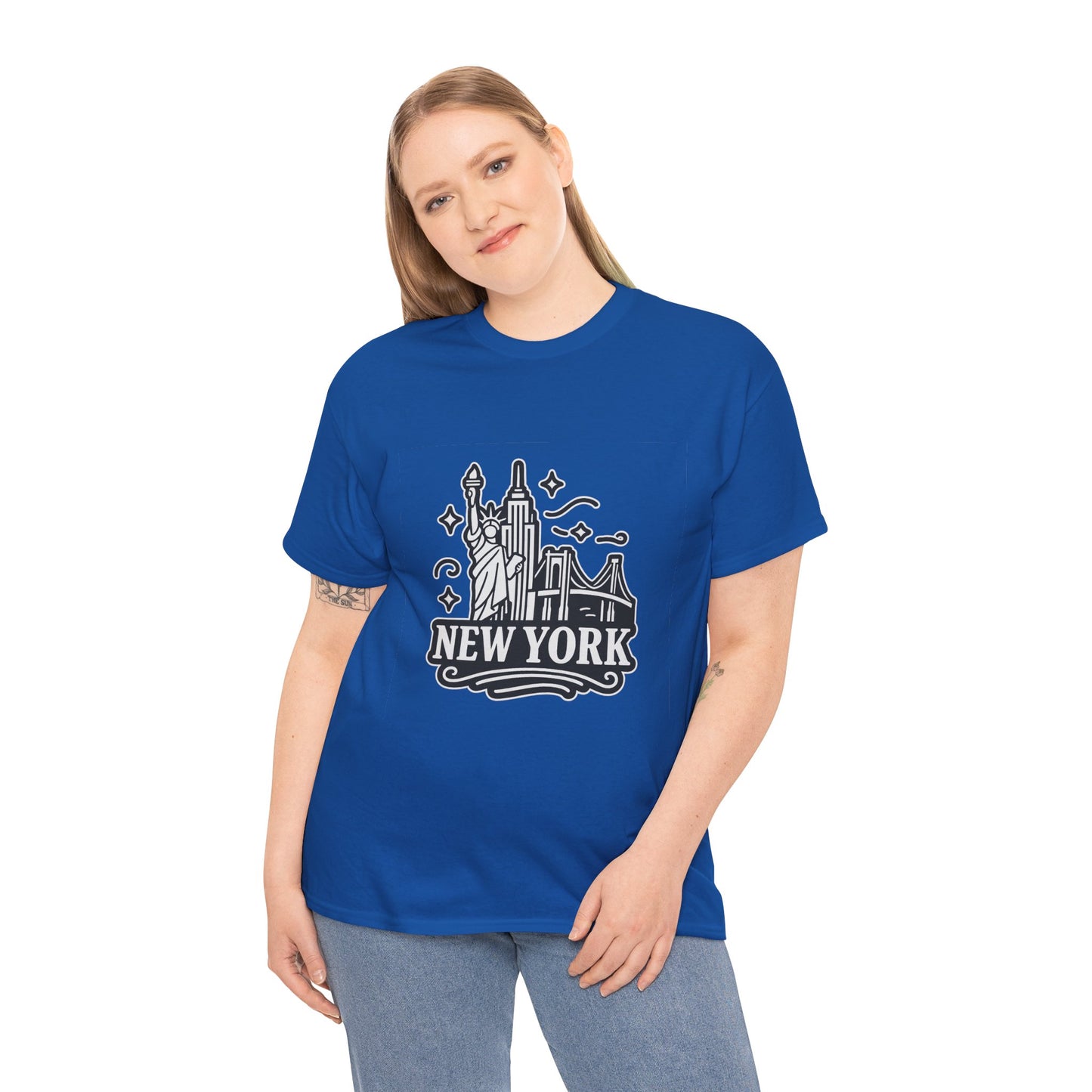 New York Skyline Unisex Heavy Cotton Tee, NYC T-Shirt, Travel Souvenir Shirt, Gift for New Yorkers, Cityscape Apparel