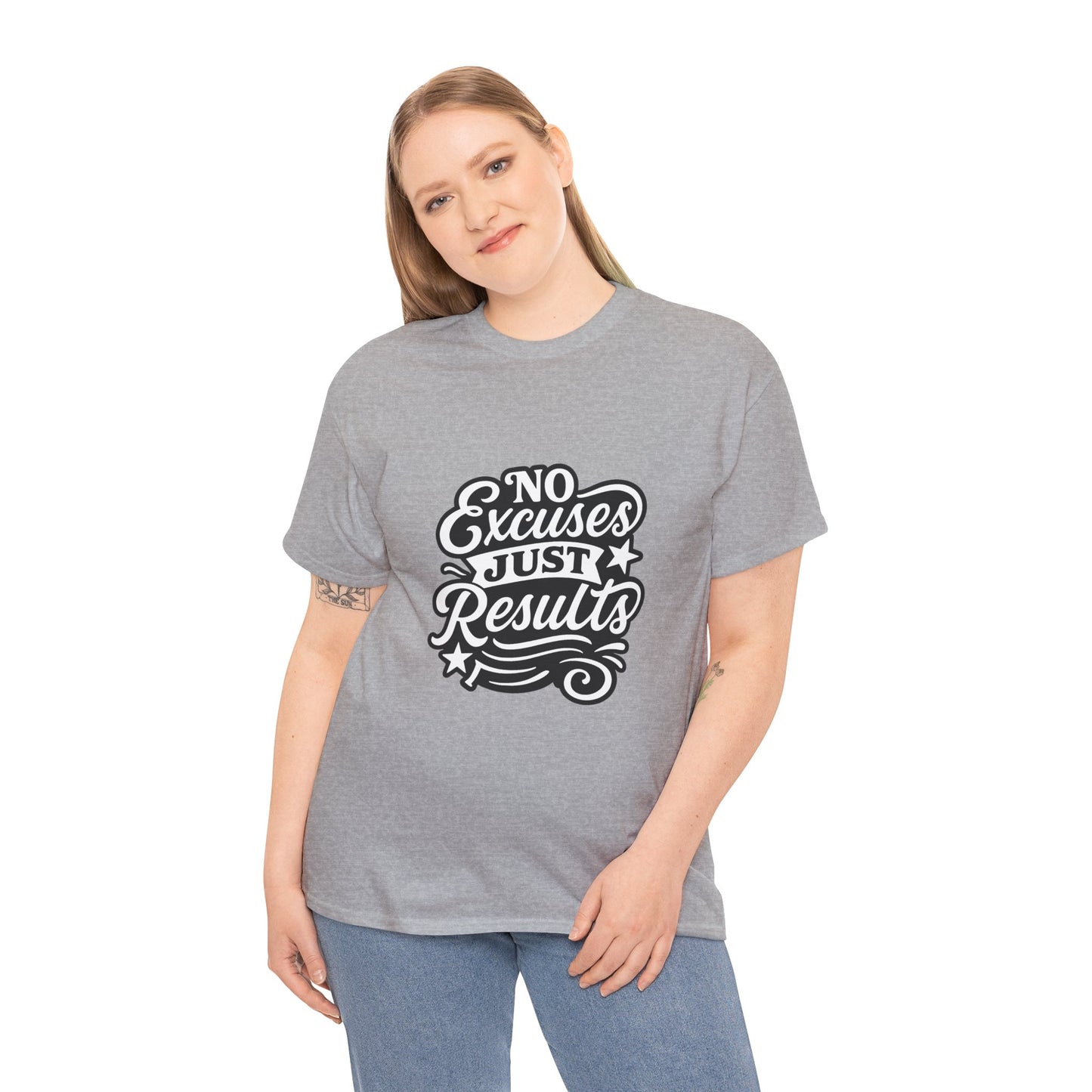 Motivational Unisex Heavy Cotton Tee - No Excuses Just Results, Fitness Apparel, Workout Shirt, Inspirational Clothing, Casual Wear, [...]