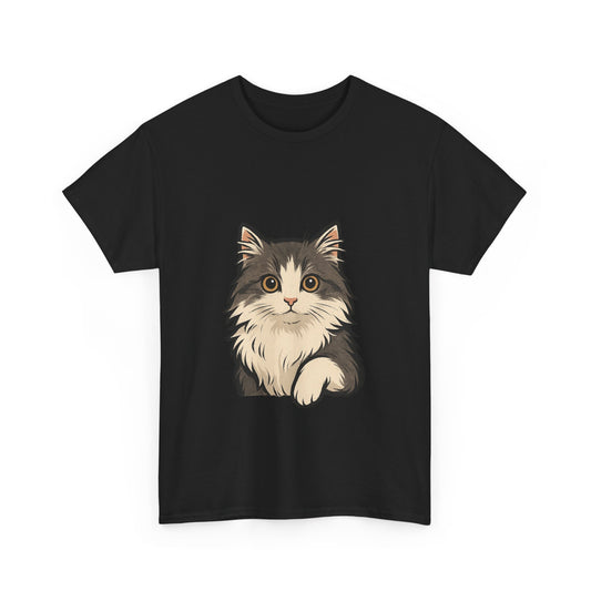 Cute Cat Unisex Heavy Cotton Tee, Animal Lover Gift, Pet Owner Shirt, Cat Lover Apparel, Animal Themed Tee, Casual Everyday Wear