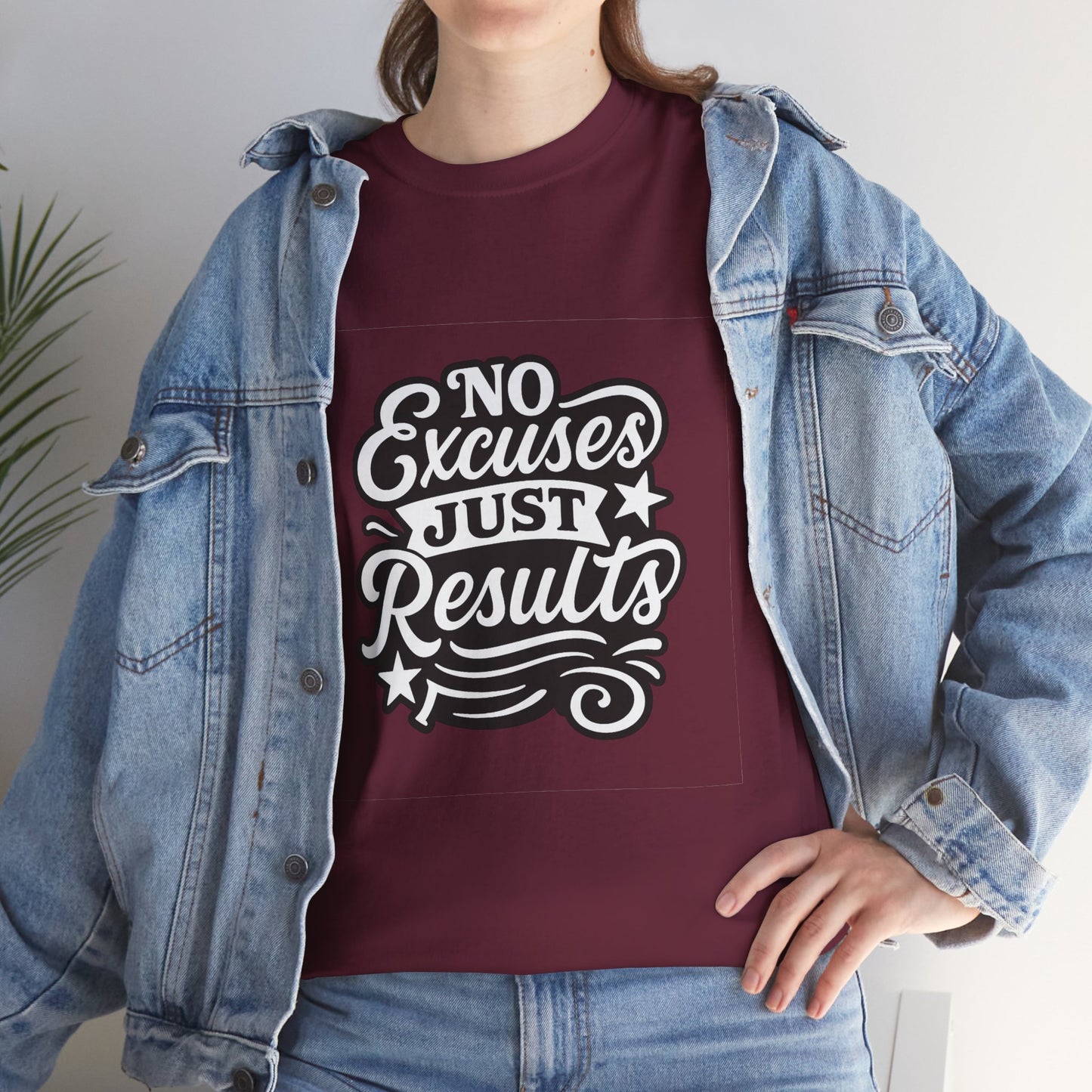 Motivational Unisex Heavy Cotton Tee - No Excuses Just Results, Fitness Apparel, Workout Shirt, Inspirational Clothing, Casual Wear, [...]
