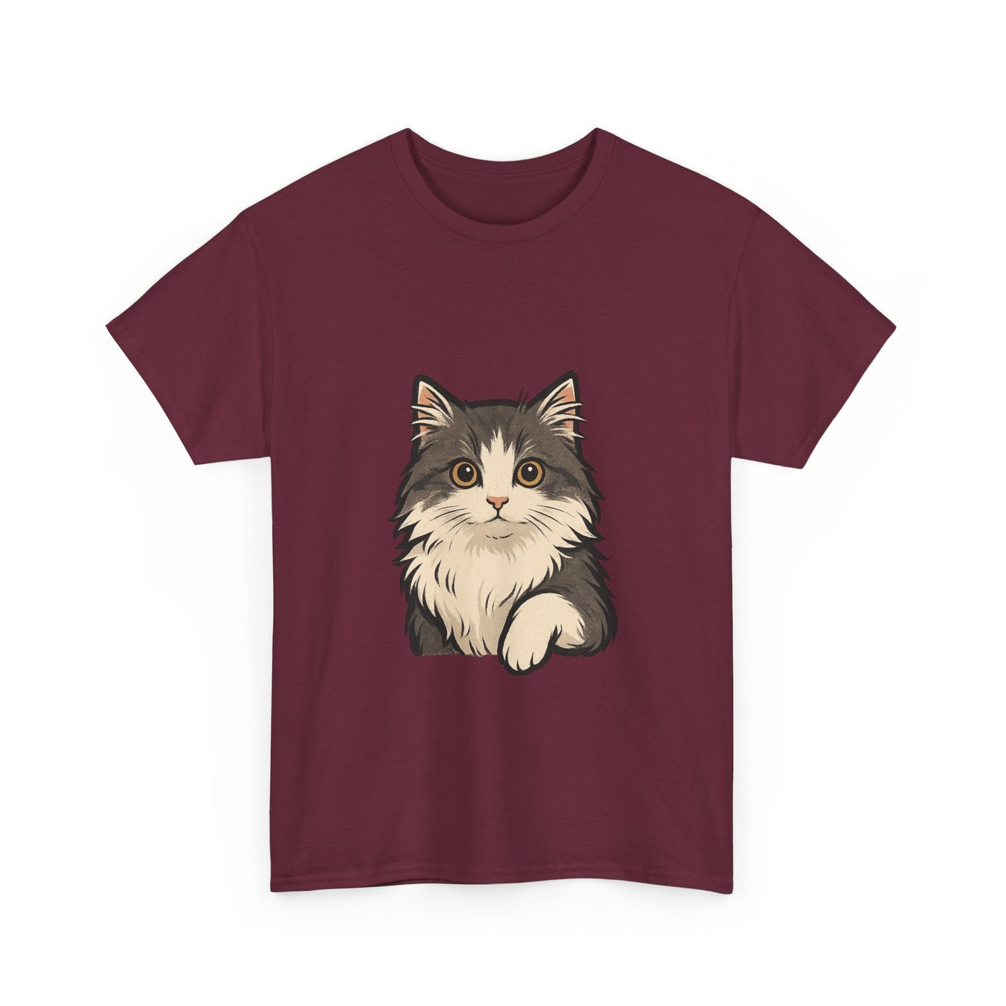 Cute Cat Unisex Heavy Cotton Tee, Animal Lover Gift, Pet Owner Shirt, Cat Lover Apparel, Animal Themed Tee, Casual Everyday Wear