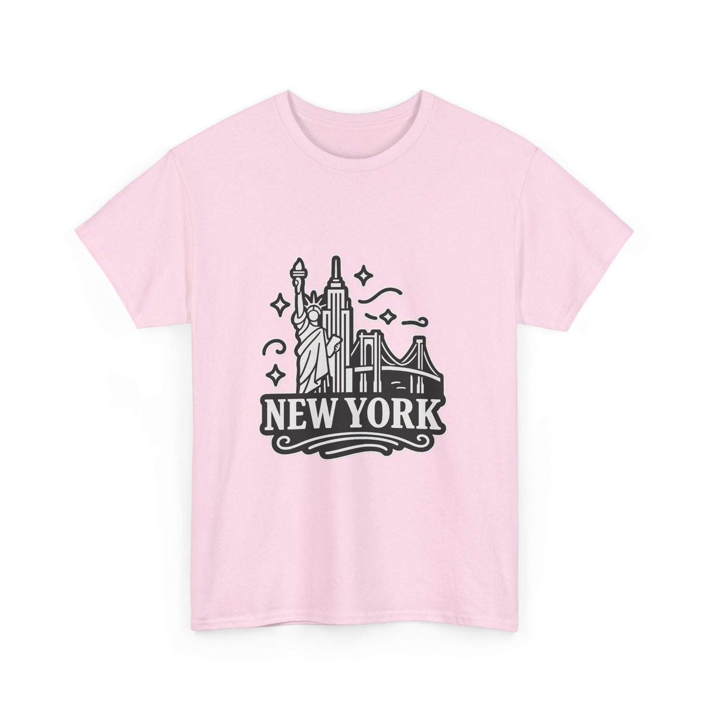 New York Skyline Unisex Heavy Cotton Tee, NYC T-Shirt, Travel Souvenir Shirt, Gift for New Yorkers, Cityscape Apparel