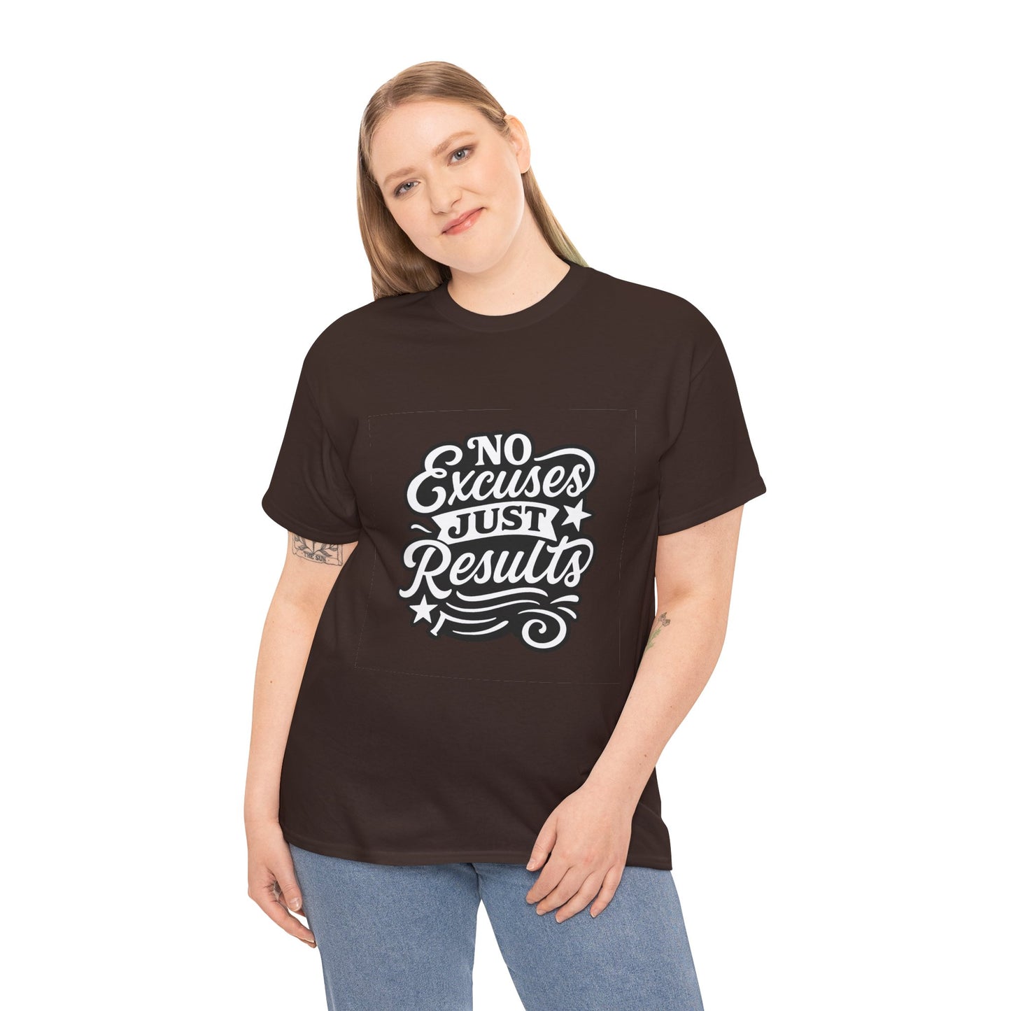 Motivational Unisex Heavy Cotton Tee - No Excuses Just Results, Fitness Apparel, Workout Shirt, Inspirational Clothing, Casual Wear, [...]
