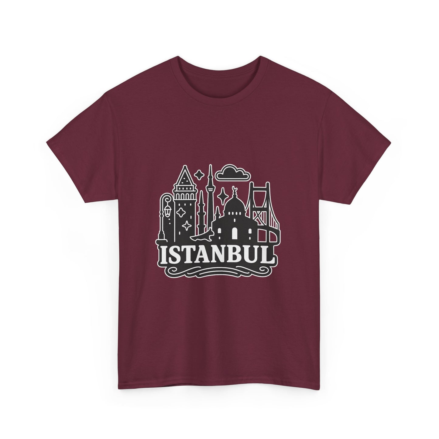 Istanbul Cityscape Unisex Heavy Cotton Tee, Travel Shirt, Gift for Travelers, Casual Style, Urban Outfit, Adventure Apparel