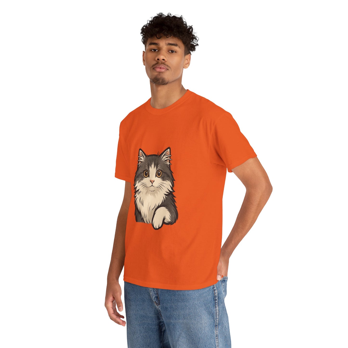Cute Cat Unisex Heavy Cotton Tee, Animal Lover Gift, Pet Owner Shirt, Cat Lover Apparel, Animal Themed Tee, Casual Everyday Wear