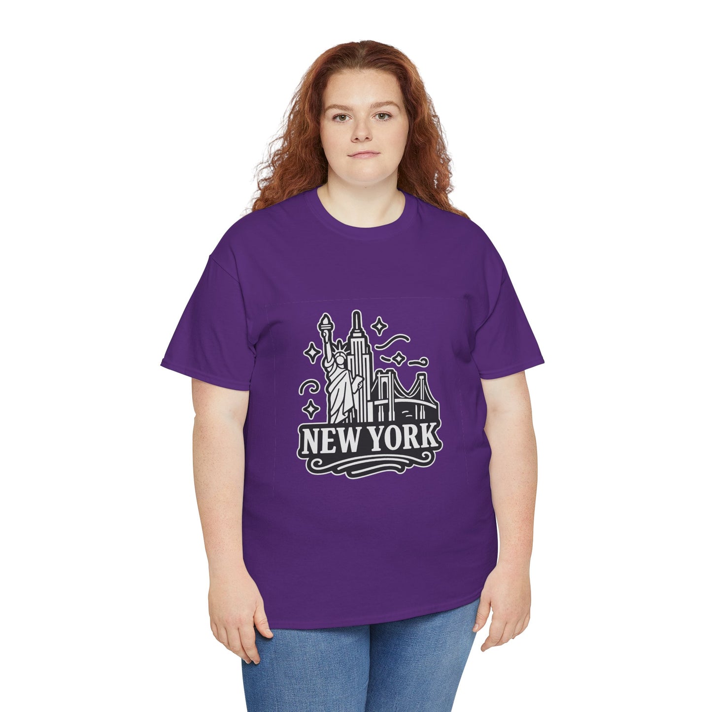 New York Skyline Unisex Heavy Cotton Tee, NYC T-Shirt, Travel Souvenir Shirt, Gift for New Yorkers, Cityscape Apparel