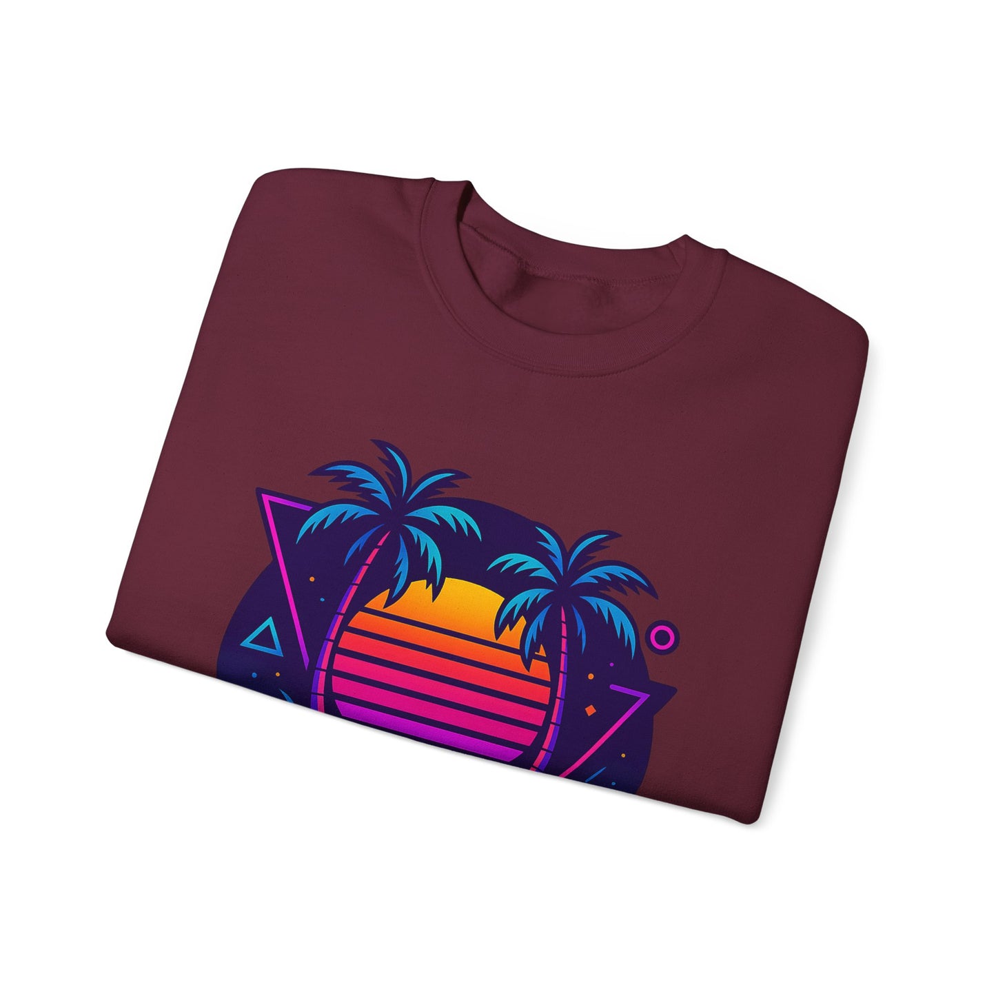 Retro Sunset Palm Trees Crewneck Sweatshirt | Cozy Unisex Fashion | Perfect for Summer Nights, Beach Days, Gifts, Casual Wear