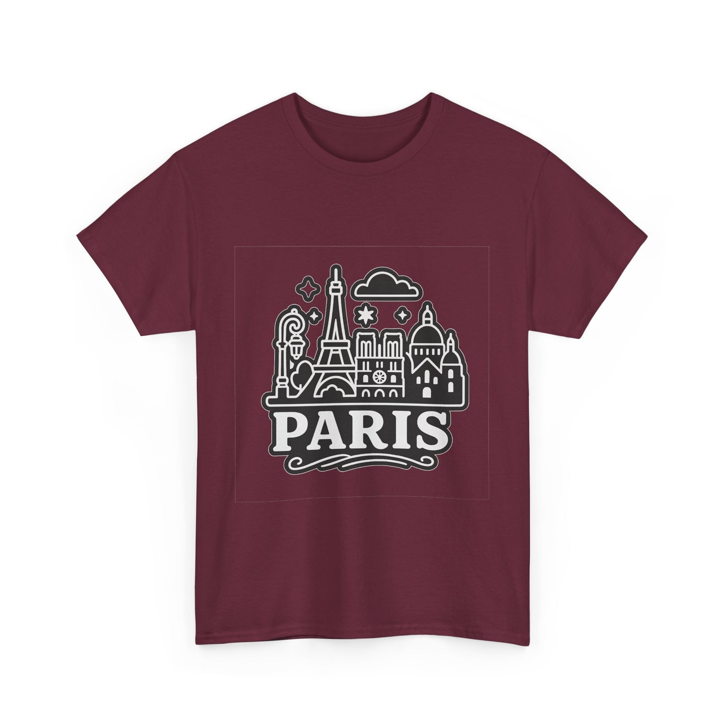 Paris-Themed Unisex Heavy Cotton Tee | Travel Gift, Casual Wear, Souvenir Shirt, Vacation Apparel, Paris Lover's Tee