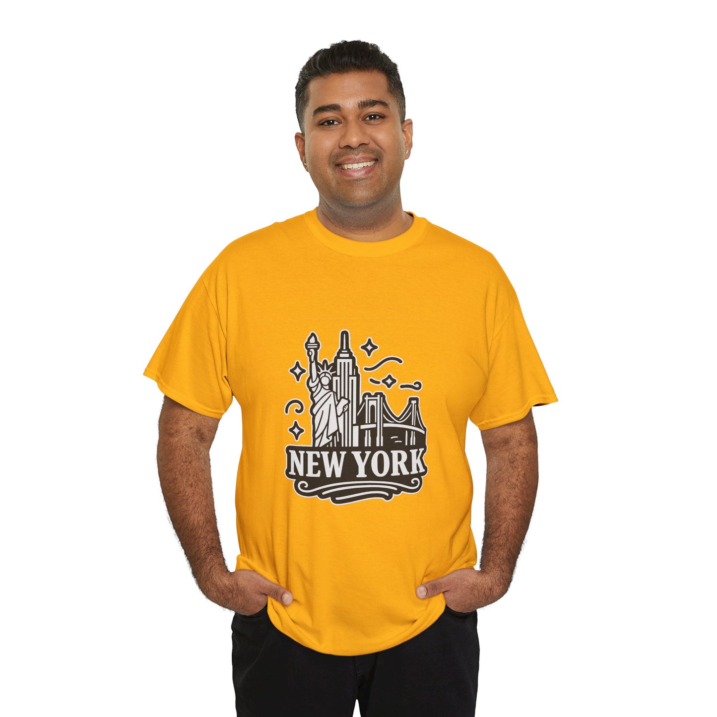 New York Skyline Unisex Heavy Cotton Tee, NYC T-Shirt, Travel Souvenir Shirt, Gift for New Yorkers, Cityscape Apparel