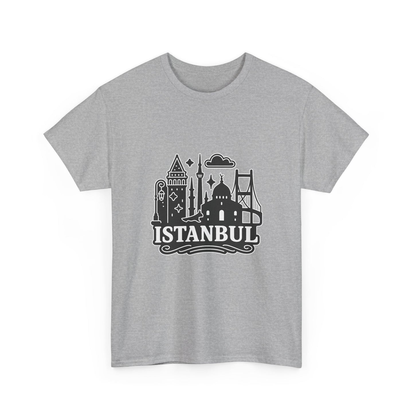Istanbul Cityscape Unisex Heavy Cotton Tee, Travel Shirt, Gift for Travelers, Casual Style, Urban Outfit, Adventure Apparel