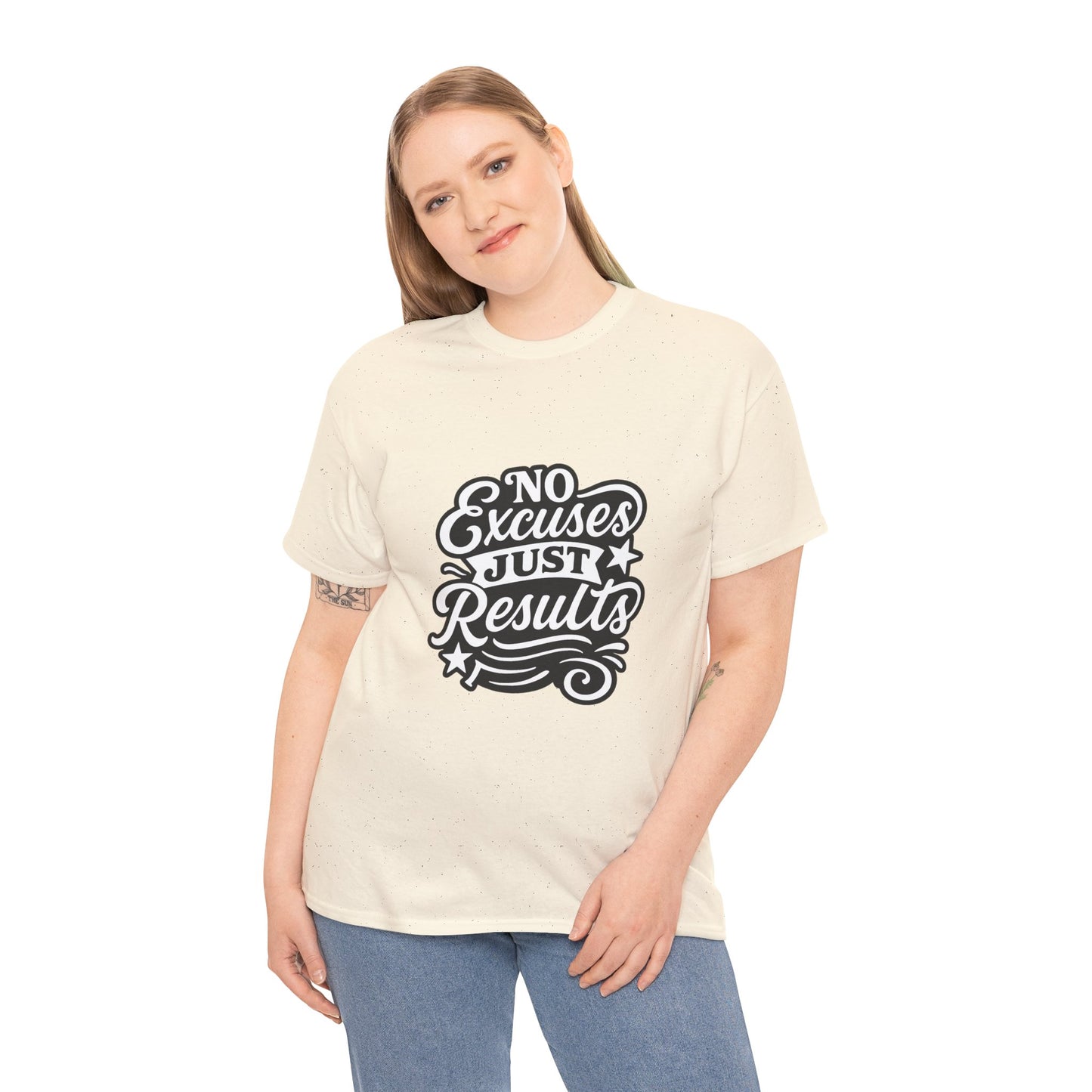 Motivational Unisex Heavy Cotton Tee - No Excuses Just Results, Fitness Apparel, Workout Shirt, Inspirational Clothing, Casual Wear, [...]